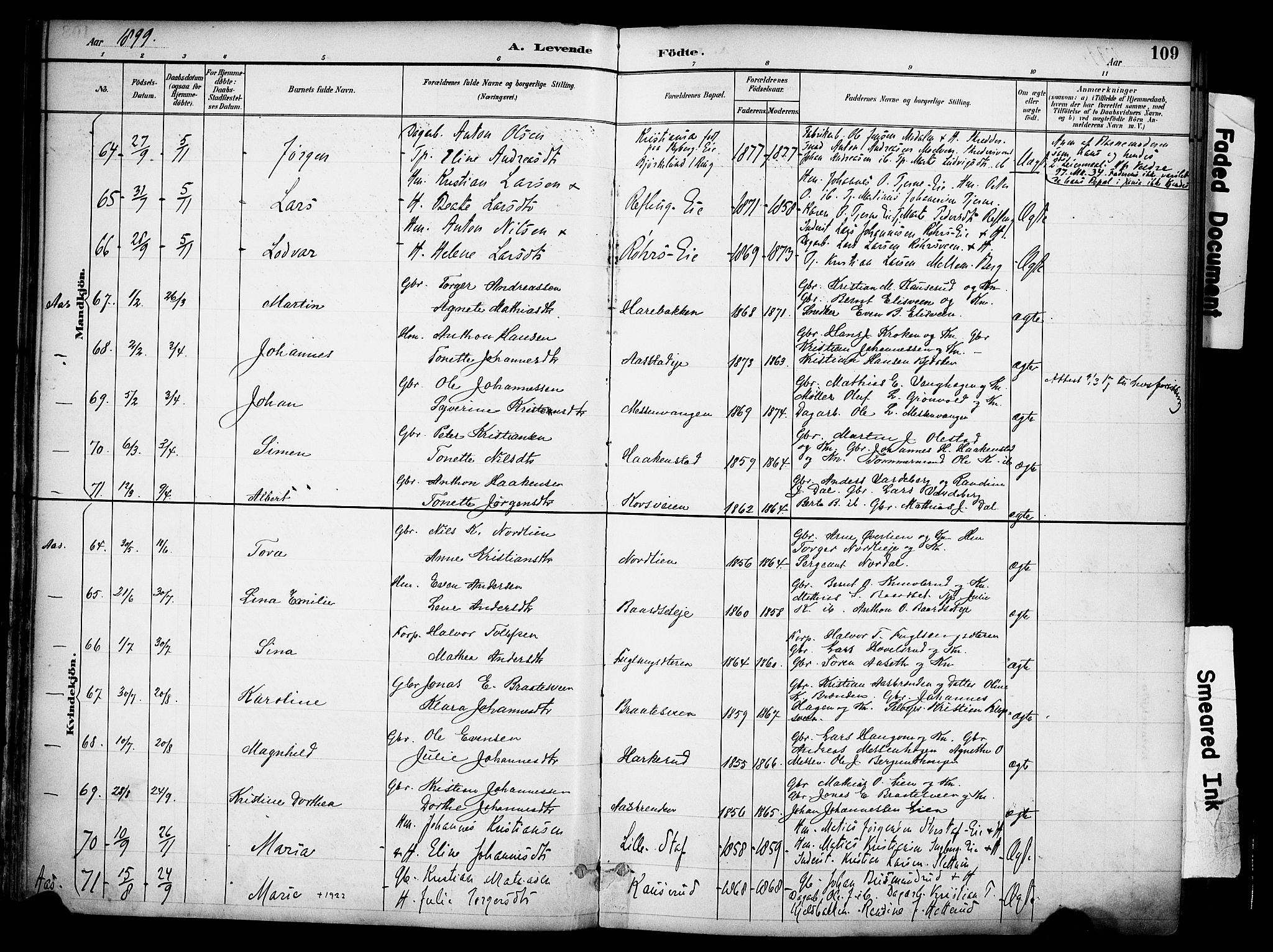 Ringsaker prestekontor, AV/SAH-PREST-014/K/Ka/L0017: Parish register (official) no. 17, 1891-1902, p. 109