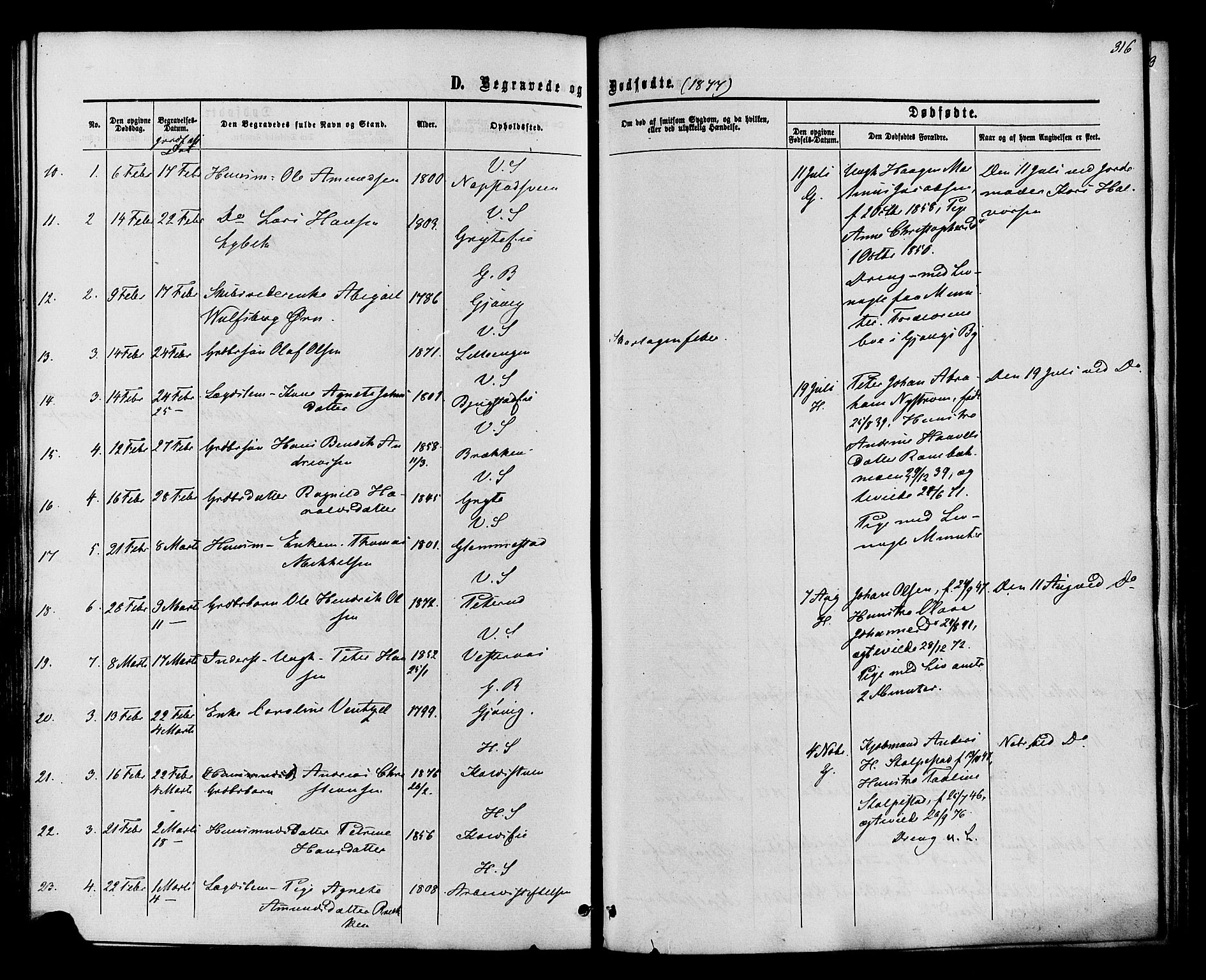 Vardal prestekontor, AV/SAH-PREST-100/H/Ha/Haa/L0007: Parish register (official) no. 7, 1867-1878, p. 316