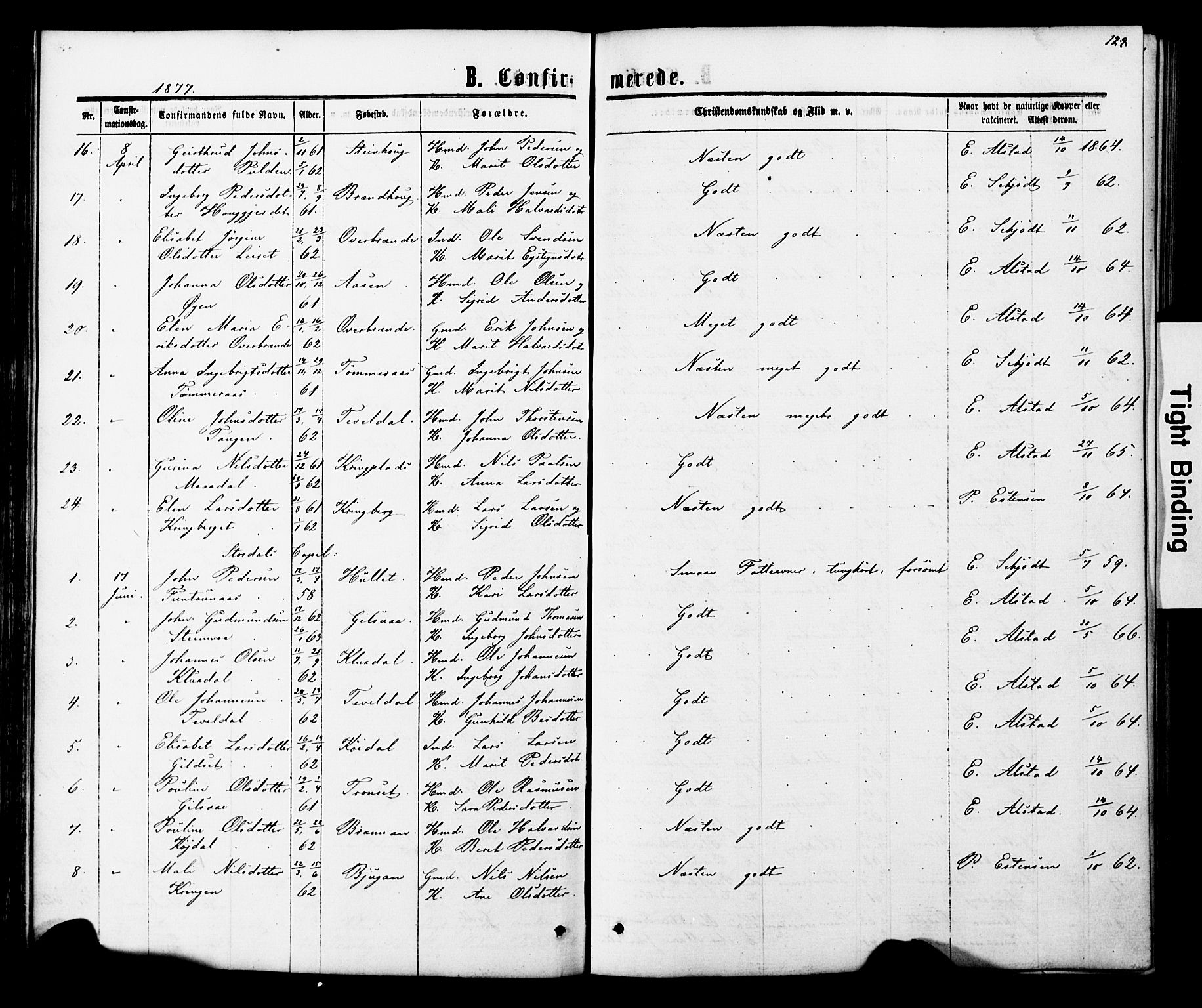 Ministerialprotokoller, klokkerbøker og fødselsregistre - Nord-Trøndelag, SAT/A-1458/706/L0049: Parish register (copy) no. 706C01, 1864-1895, p. 128