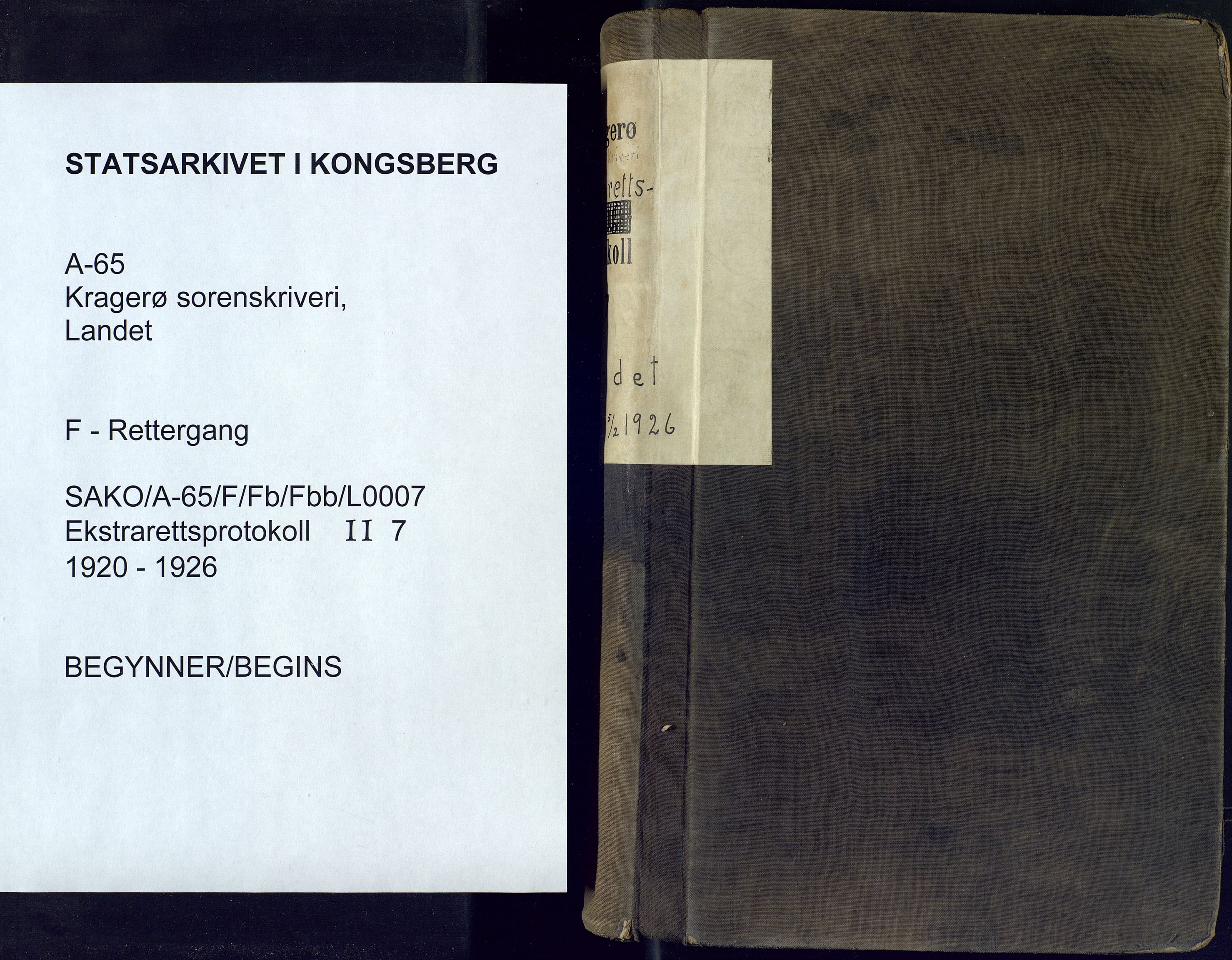 Kragerø sorenskriveri, SAKO/A-65/F/Fb/Fbb/L0007: Ekstrarettsprotokoll, 1920-1926