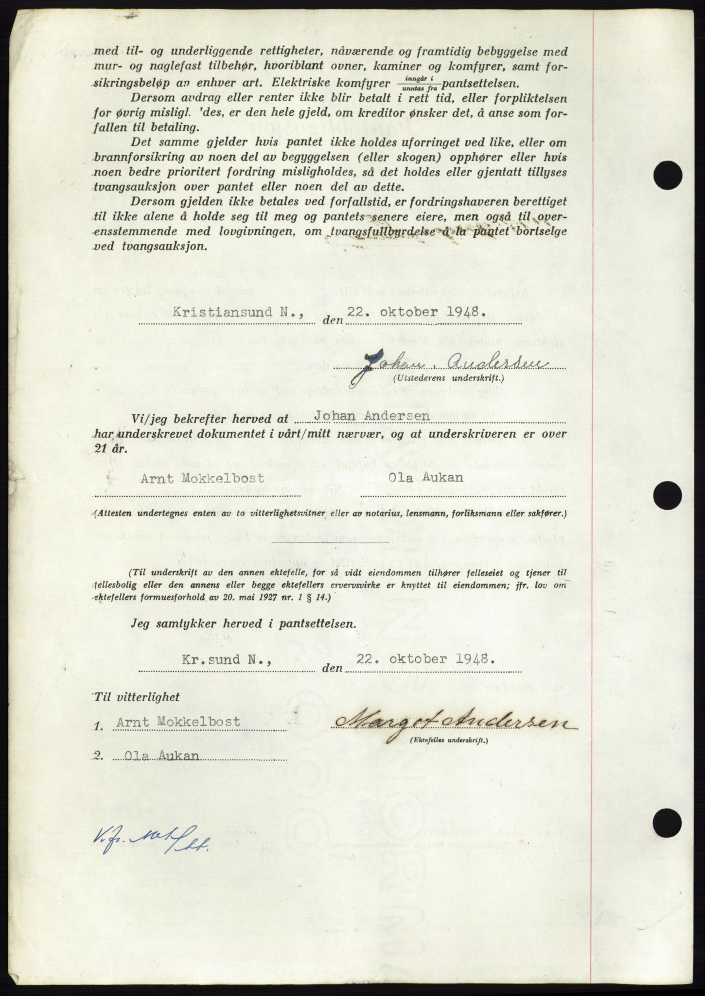 Nordmøre sorenskriveri, AV/SAT-A-4132/1/2/2Ca: Mortgage book no. B99, 1948-1948, Diary no: : 3114/1948