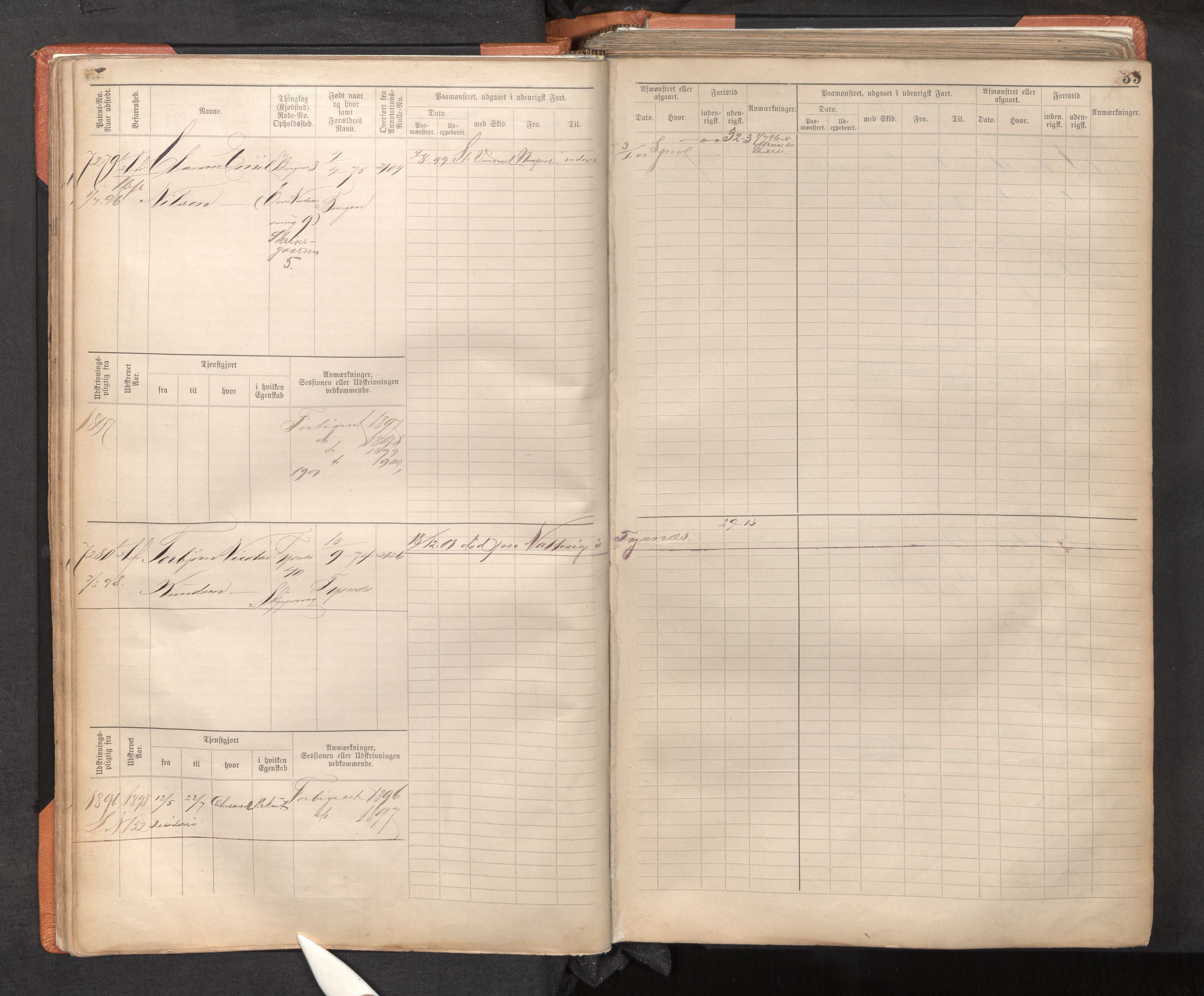Innrulleringssjefen i Bergen, AV/SAB-A-100050/F/Fc/L0012: Sjøfartshovedrulle, nr. 7211 - 8168, 1895-1900, p. 35
