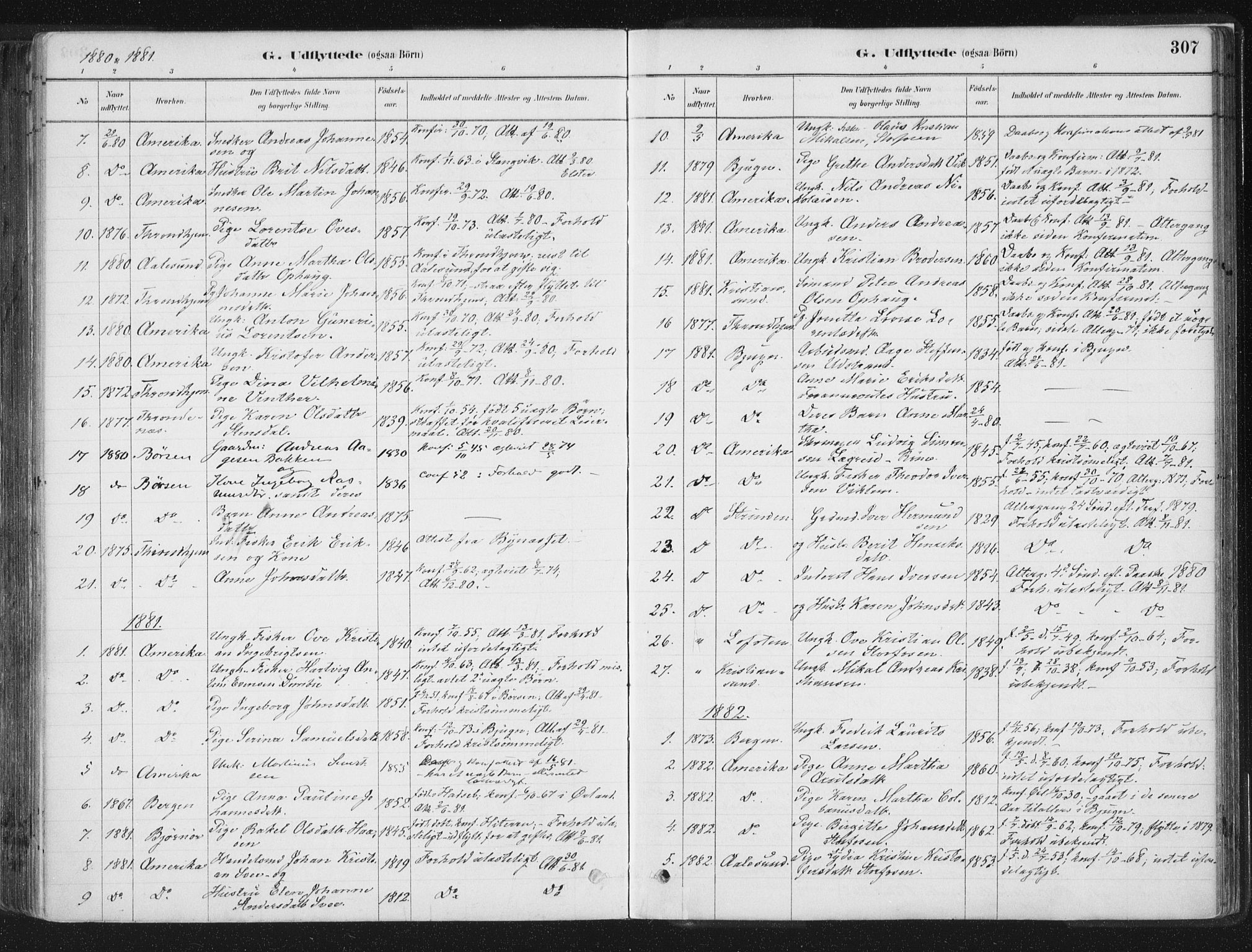 Ministerialprotokoller, klokkerbøker og fødselsregistre - Sør-Trøndelag, SAT/A-1456/659/L0739: Parish register (official) no. 659A09, 1879-1893, p. 307