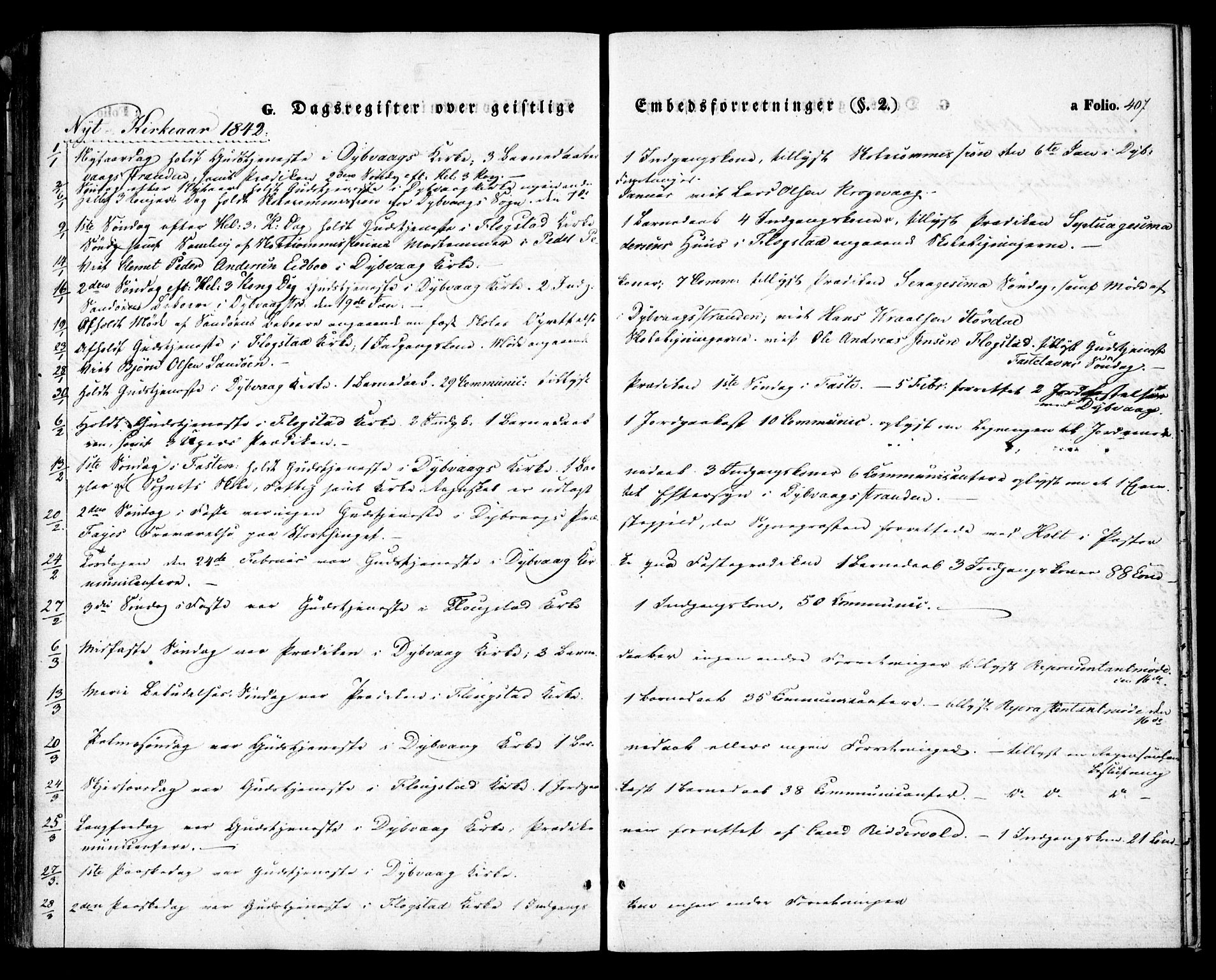 Dypvåg sokneprestkontor, AV/SAK-1111-0007/F/Fa/Faa/L0005: Parish register (official) no. A 5, 1841-1854, p. 407