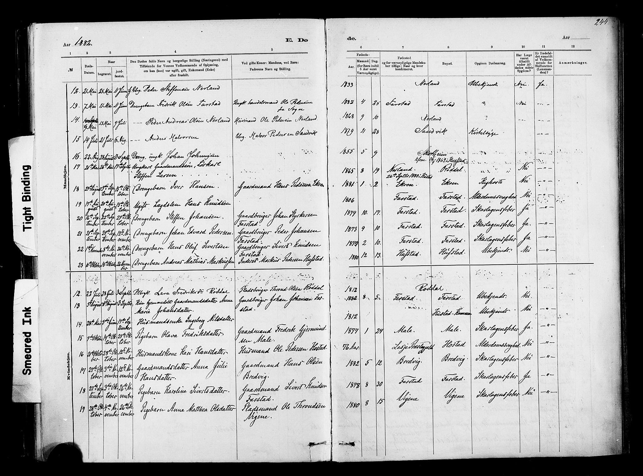 Ministerialprotokoller, klokkerbøker og fødselsregistre - Møre og Romsdal, AV/SAT-A-1454/567/L0778: Parish register (official) no. 567A01, 1881-1903, p. 244