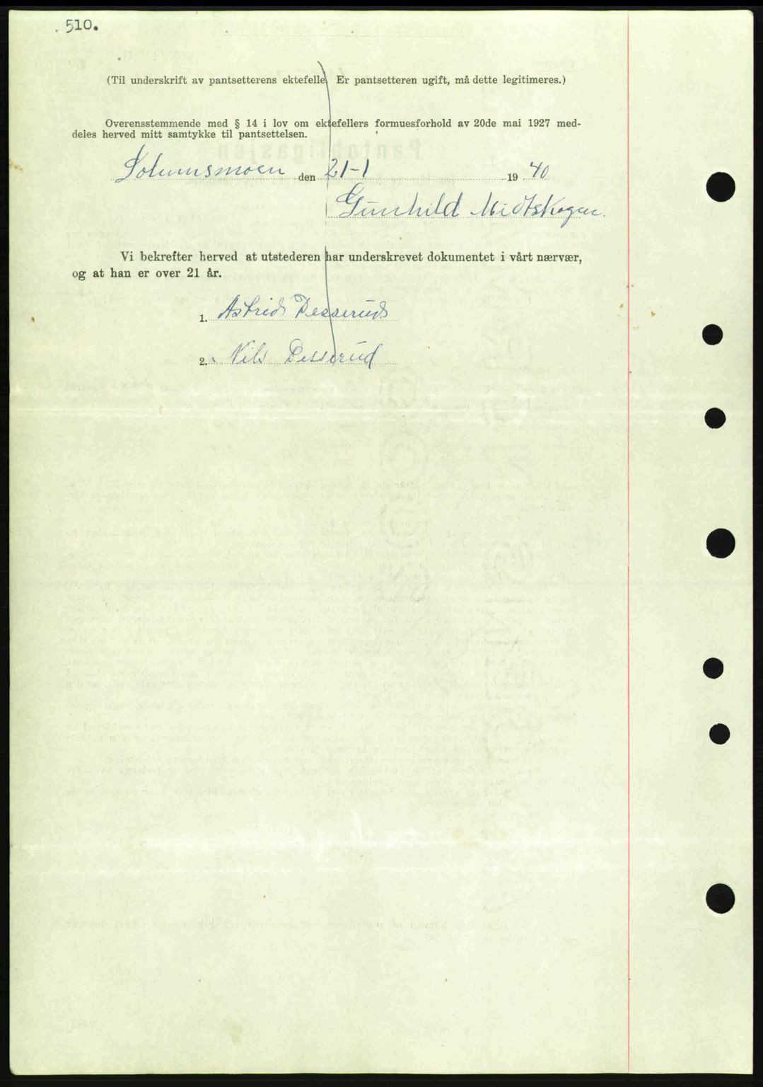 Eiker, Modum og Sigdal sorenskriveri, SAKO/A-123/G/Ga/Gab/L0041: Mortgage book no. A11, 1939-1940, Diary no: : 309/1940