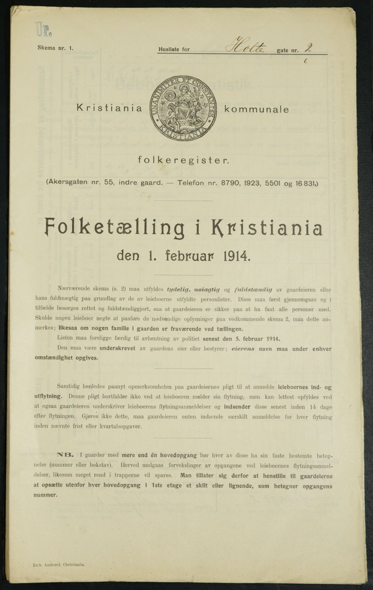 OBA, Municipal Census 1914 for Kristiania, 1914, p. 41181