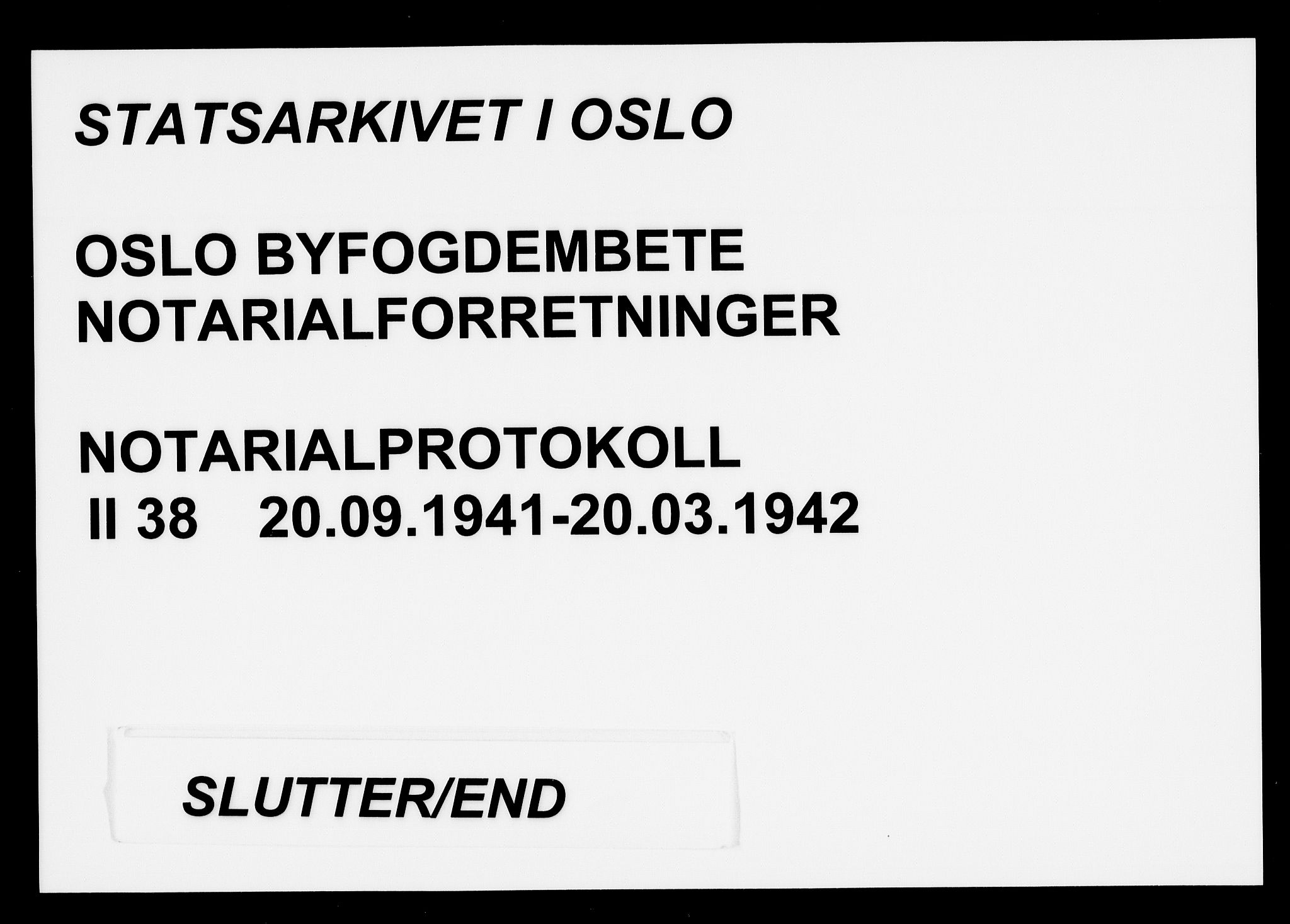 Oslo byfogd avd. I, SAO/A-10220/L/Lb/Lbb/L0038: Notarialprotokoll, rekke II: Vigsler, 1941-1942