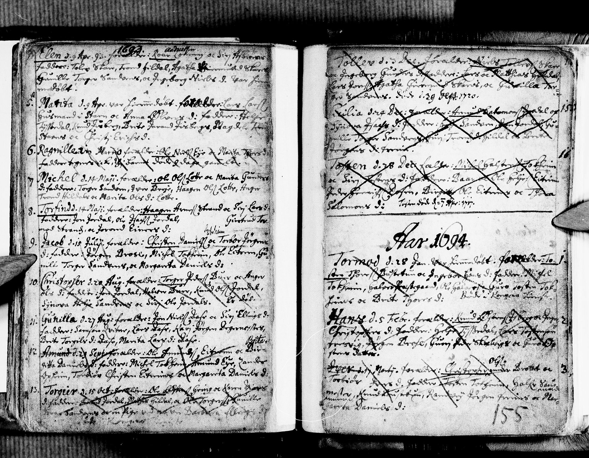 Ullensvang sokneprestembete, SAB/A-78701/H/Haa: Parish register (official) no. A 1 /3, 1676-1719, p. 155
