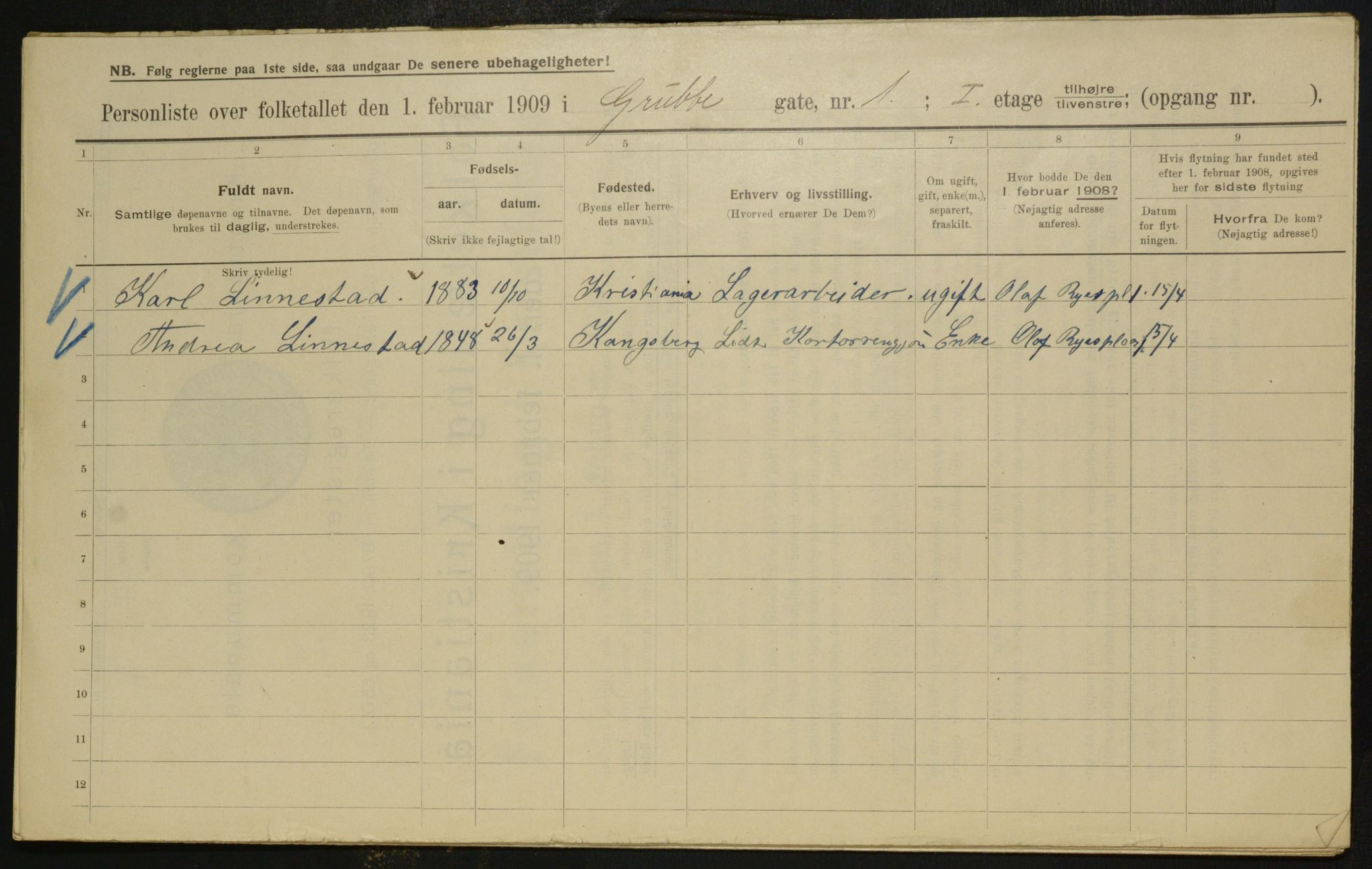 OBA, Municipal Census 1909 for Kristiania, 1909, p. 27438