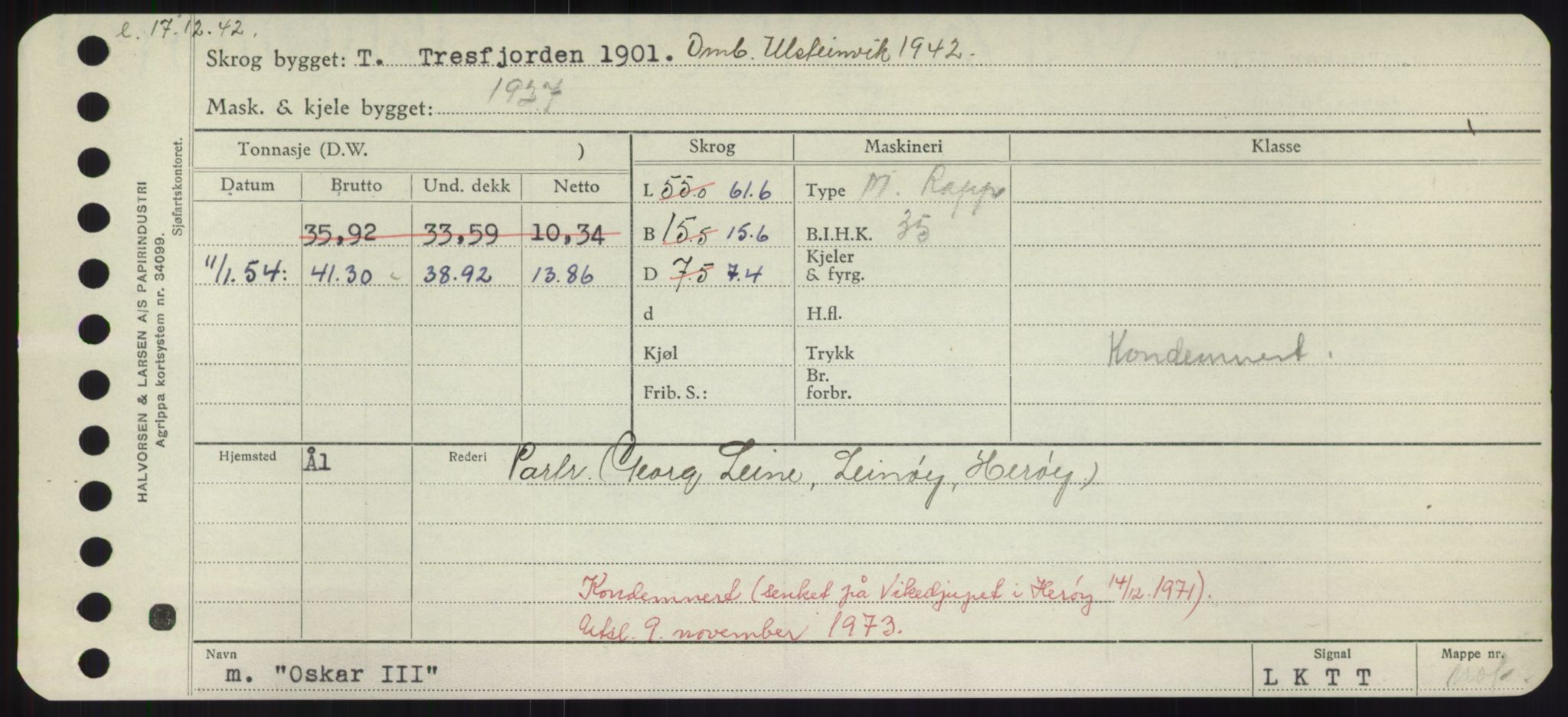 Sjøfartsdirektoratet med forløpere, Skipsmålingen, RA/S-1627/H/Hd/L0028: Fartøy, O, p. 445