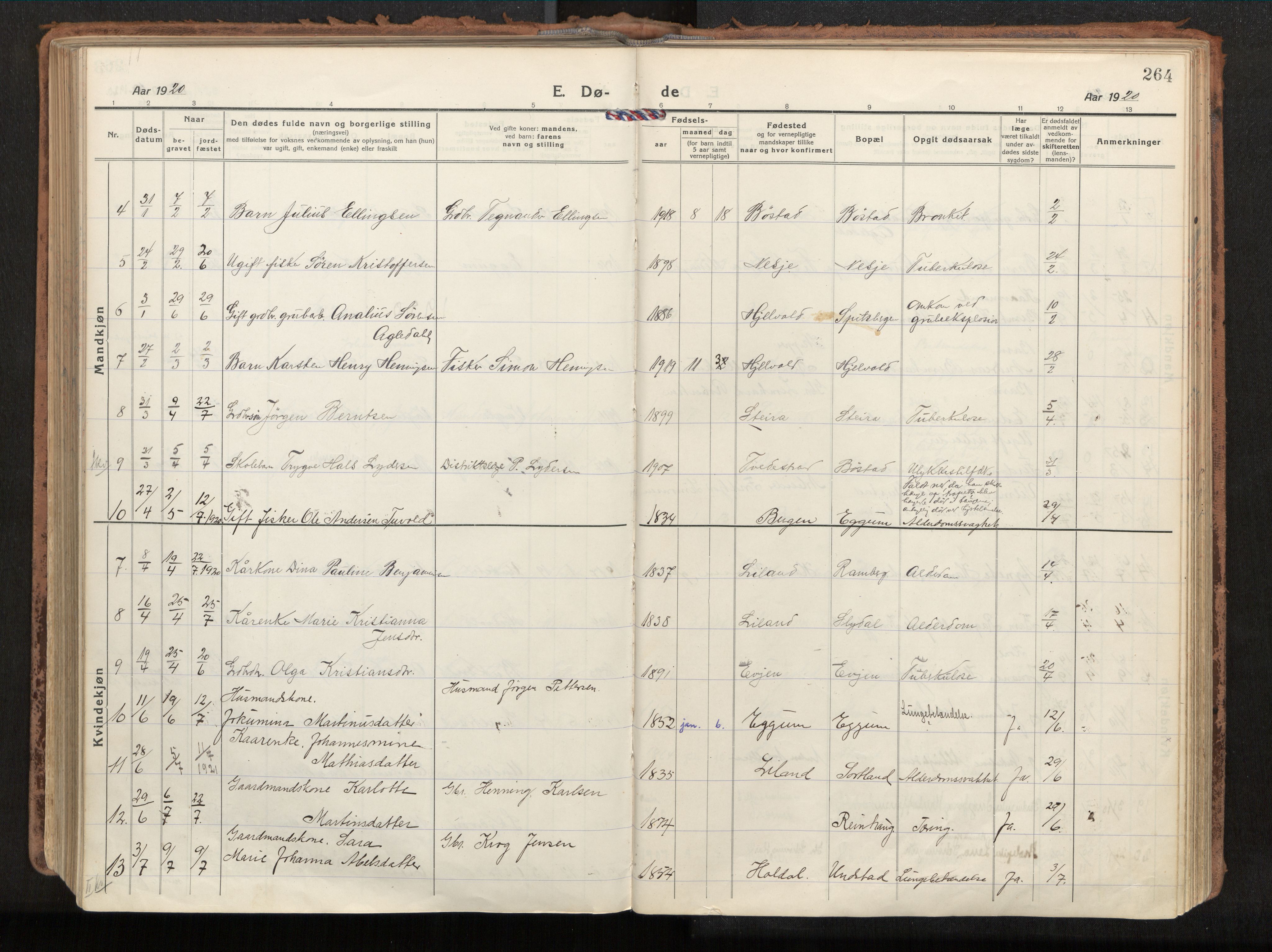Ministerialprotokoller, klokkerbøker og fødselsregistre - Nordland, SAT/A-1459/880/L1136: Parish register (official) no. 880A10, 1919-1927, p. 264