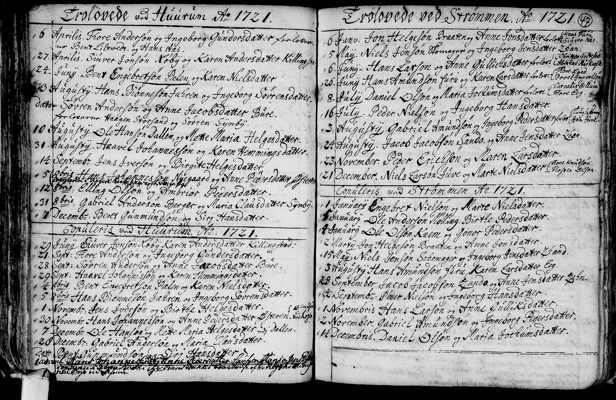 Hurum kirkebøker, SAKO/A-229/F/Fa/L0001: Parish register (official) no. 1, 1715-1732, p. 47