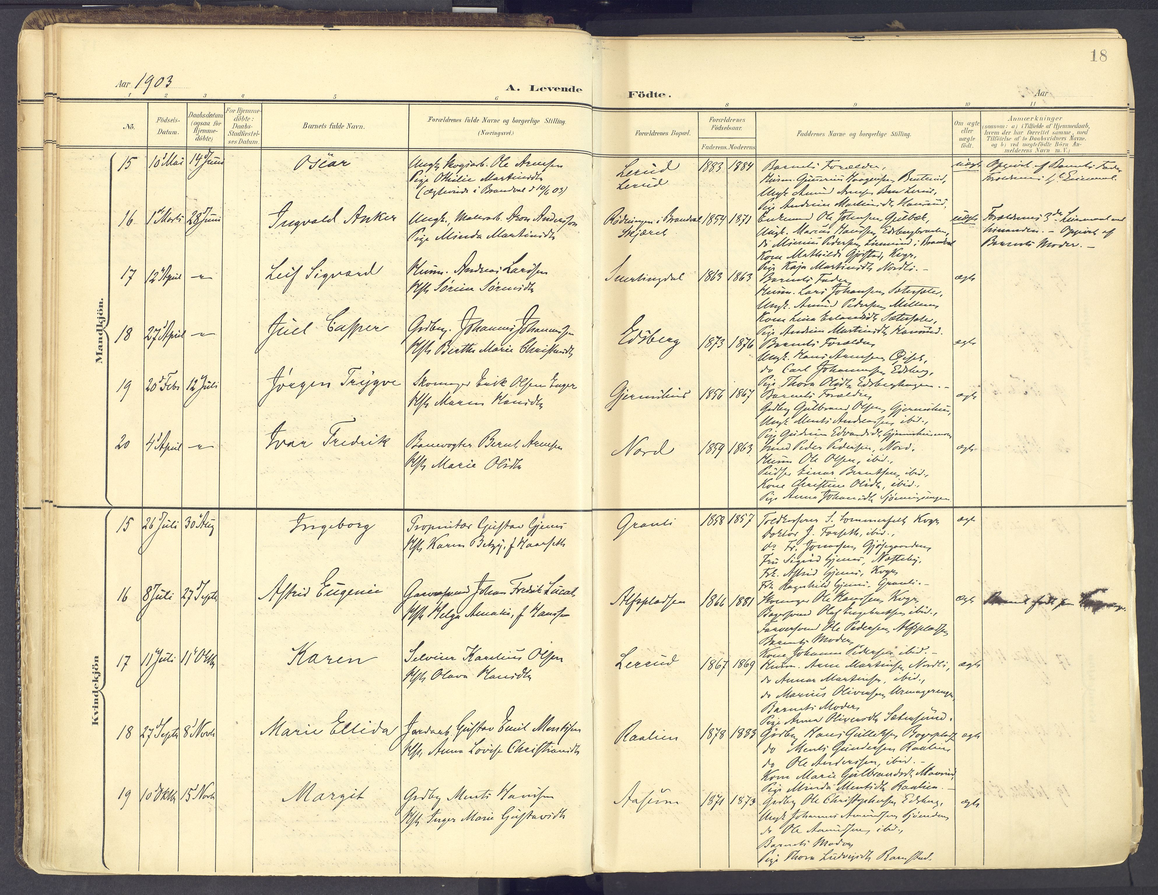Vinger prestekontor, SAH/PREST-024/H/Ha/Haa/L0017: Parish register (official) no. 17, 1901-1927, p. 18