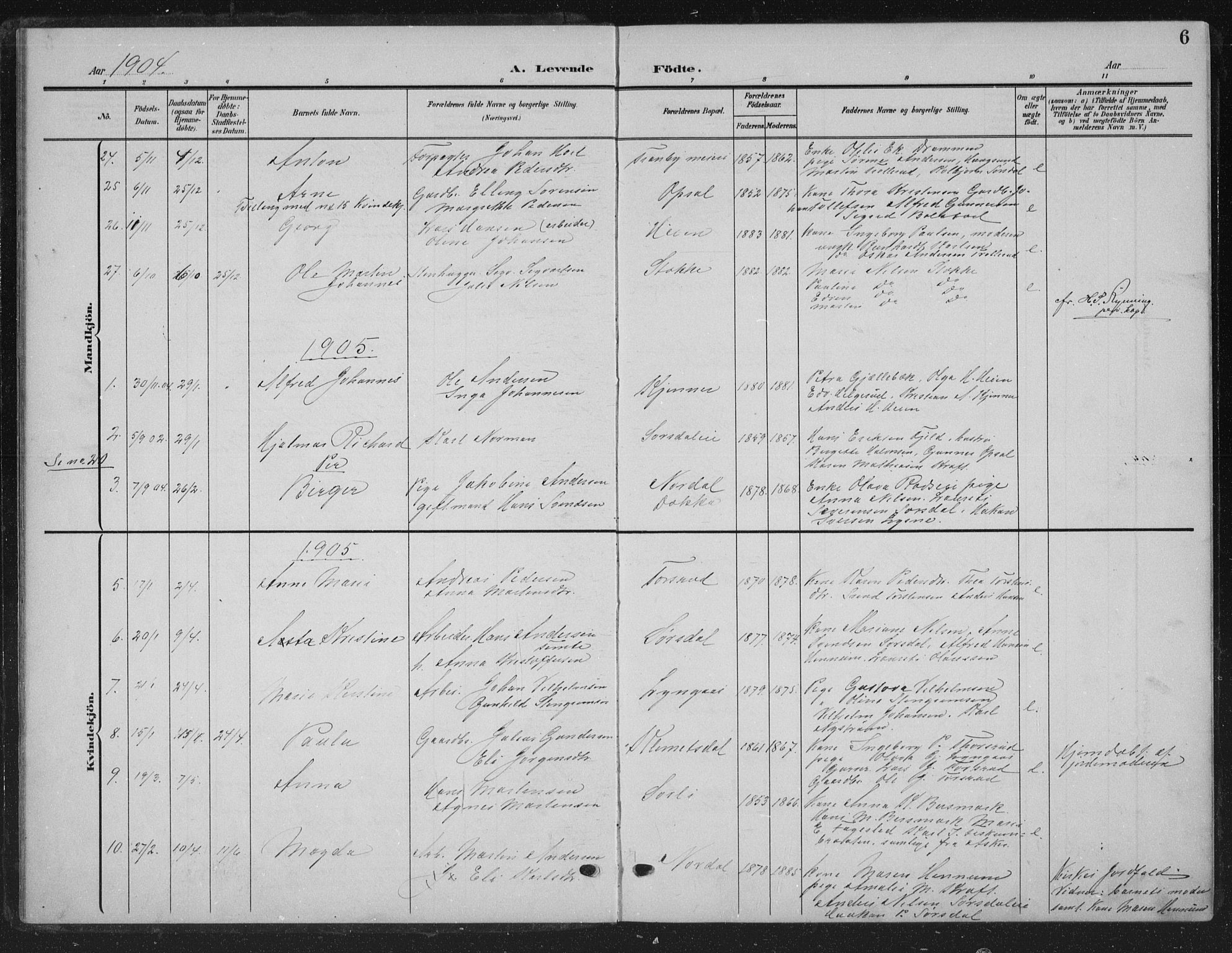 Lier kirkebøker, AV/SAKO-A-230/G/Gc/L0002: Parish register (copy) no. III 2, 1903-1938, p. 6