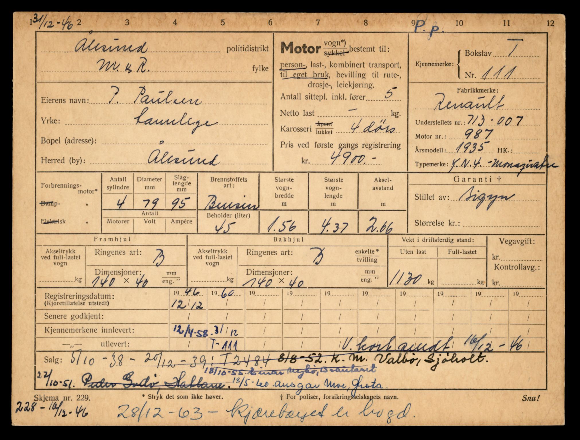 Møre og Romsdal vegkontor - Ålesund trafikkstasjon, AV/SAT-A-4099/F/Fe/L0001: Registreringskort for kjøretøy T 3 - T 127, 1927-1998, p. 2267