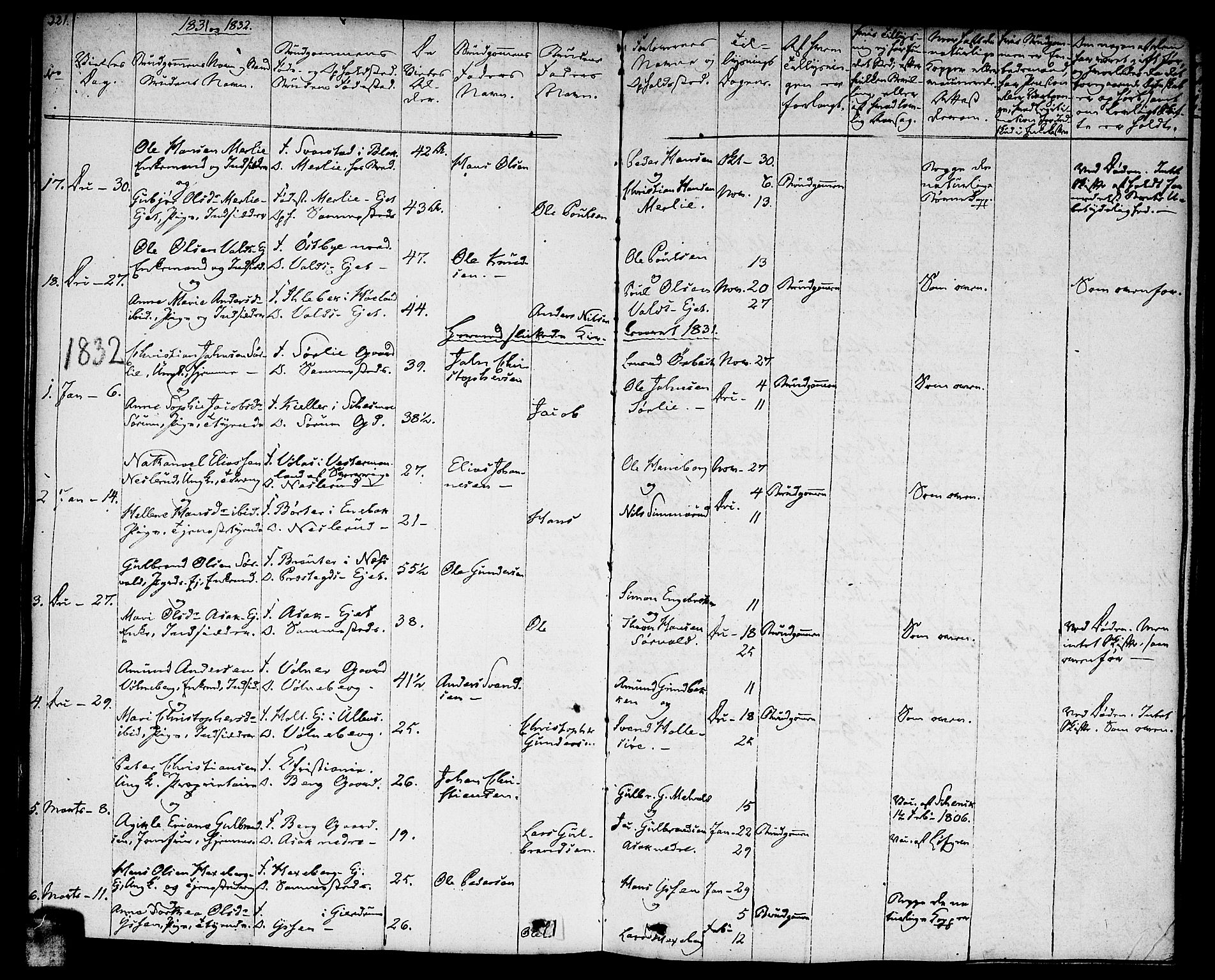 Sørum prestekontor Kirkebøker, SAO/A-10303/F/Fa/L0004: Parish register (official) no. I 4, 1829-1845, p. 221