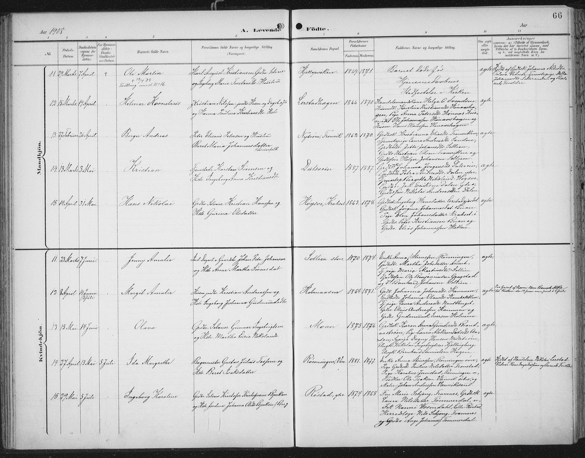 Ministerialprotokoller, klokkerbøker og fødselsregistre - Nord-Trøndelag, SAT/A-1458/701/L0011: Parish register (official) no. 701A11, 1899-1915, p. 66