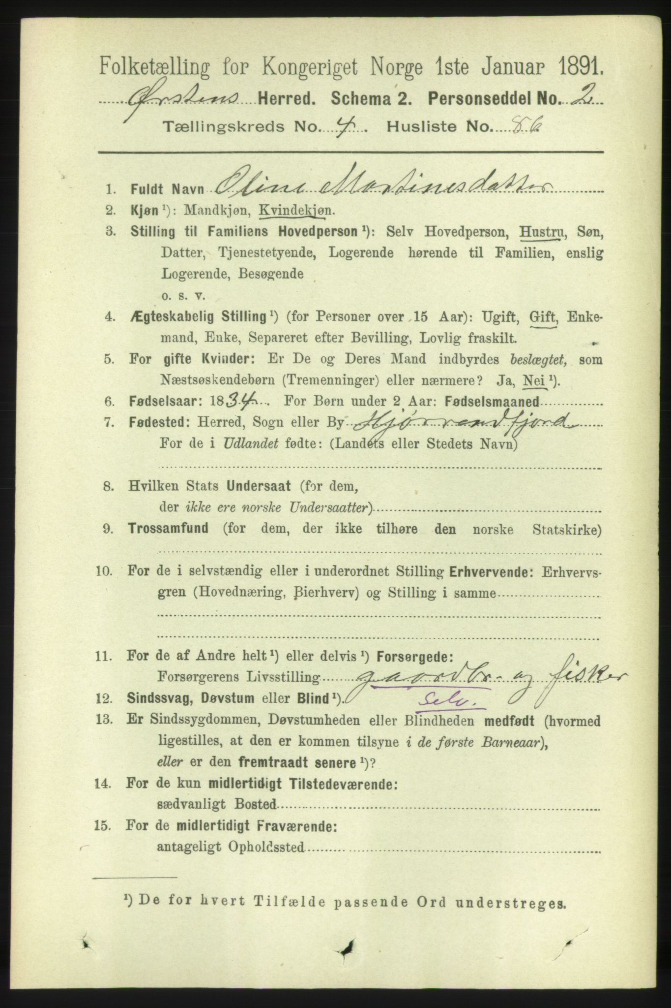 RA, 1891 census for 1520 Ørsta, 1891, p. 2182