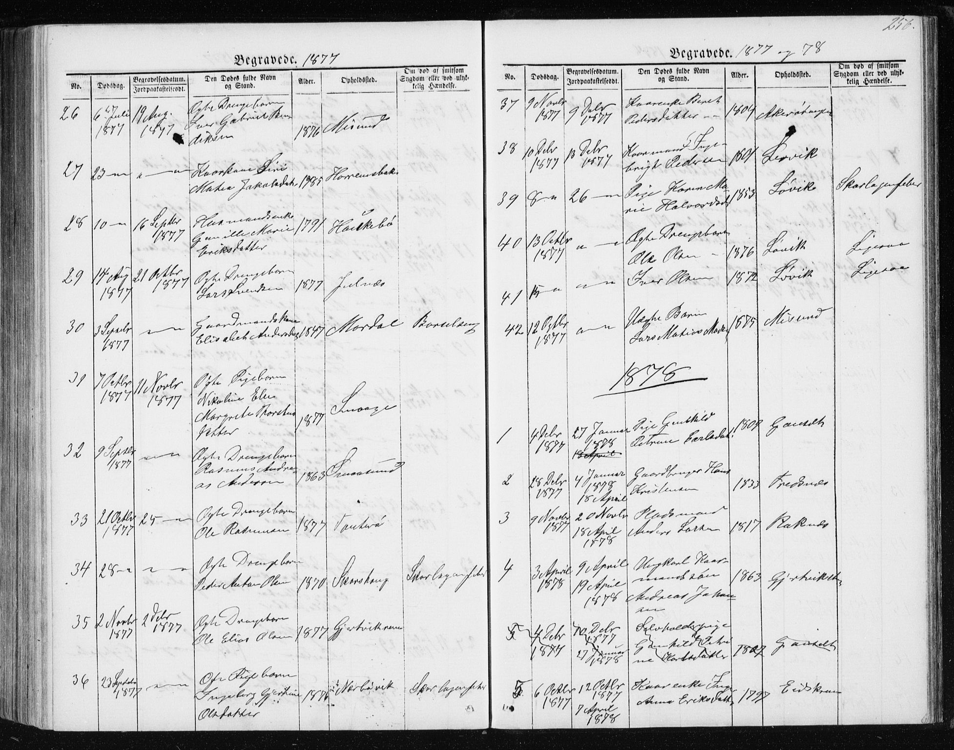 Ministerialprotokoller, klokkerbøker og fødselsregistre - Møre og Romsdal, AV/SAT-A-1454/560/L0724: Parish register (copy) no. 560C01, 1867-1892, p. 256