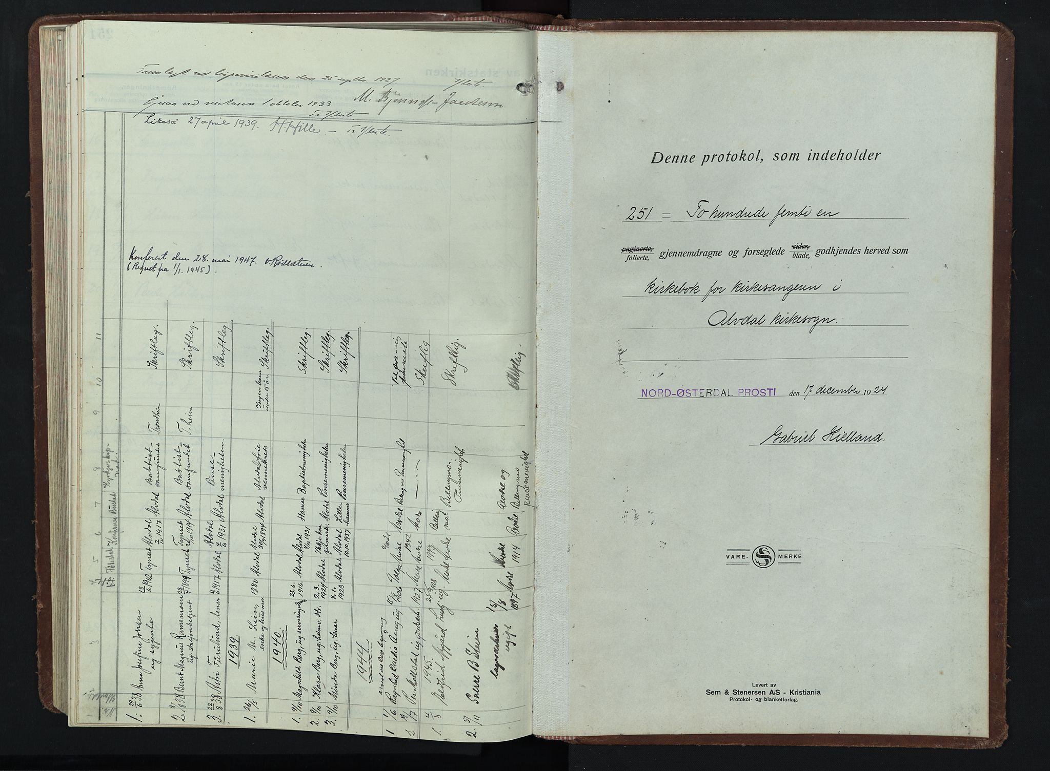 Alvdal prestekontor, SAH/PREST-060/H/Ha/Hab/L0007: Parish register (copy) no. 7, 1924-1945, p. 252
