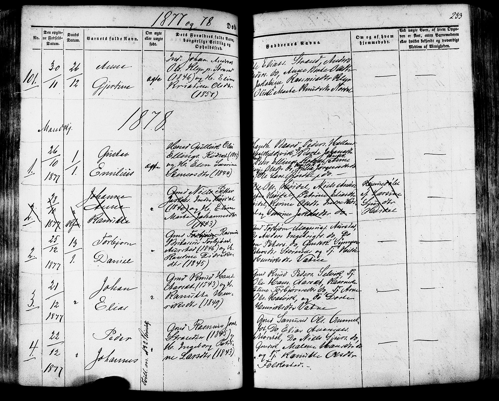 Ministerialprotokoller, klokkerbøker og fødselsregistre - Møre og Romsdal, SAT/A-1454/511/L0140: Parish register (official) no. 511A07, 1851-1878, p. 233