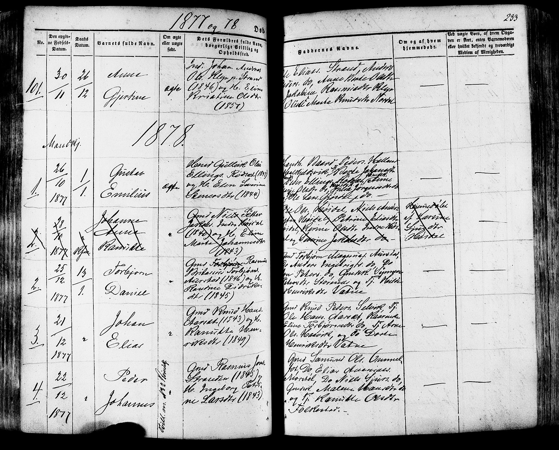 Ministerialprotokoller, klokkerbøker og fødselsregistre - Møre og Romsdal, AV/SAT-A-1454/511/L0140: Parish register (official) no. 511A07, 1851-1878, p. 233