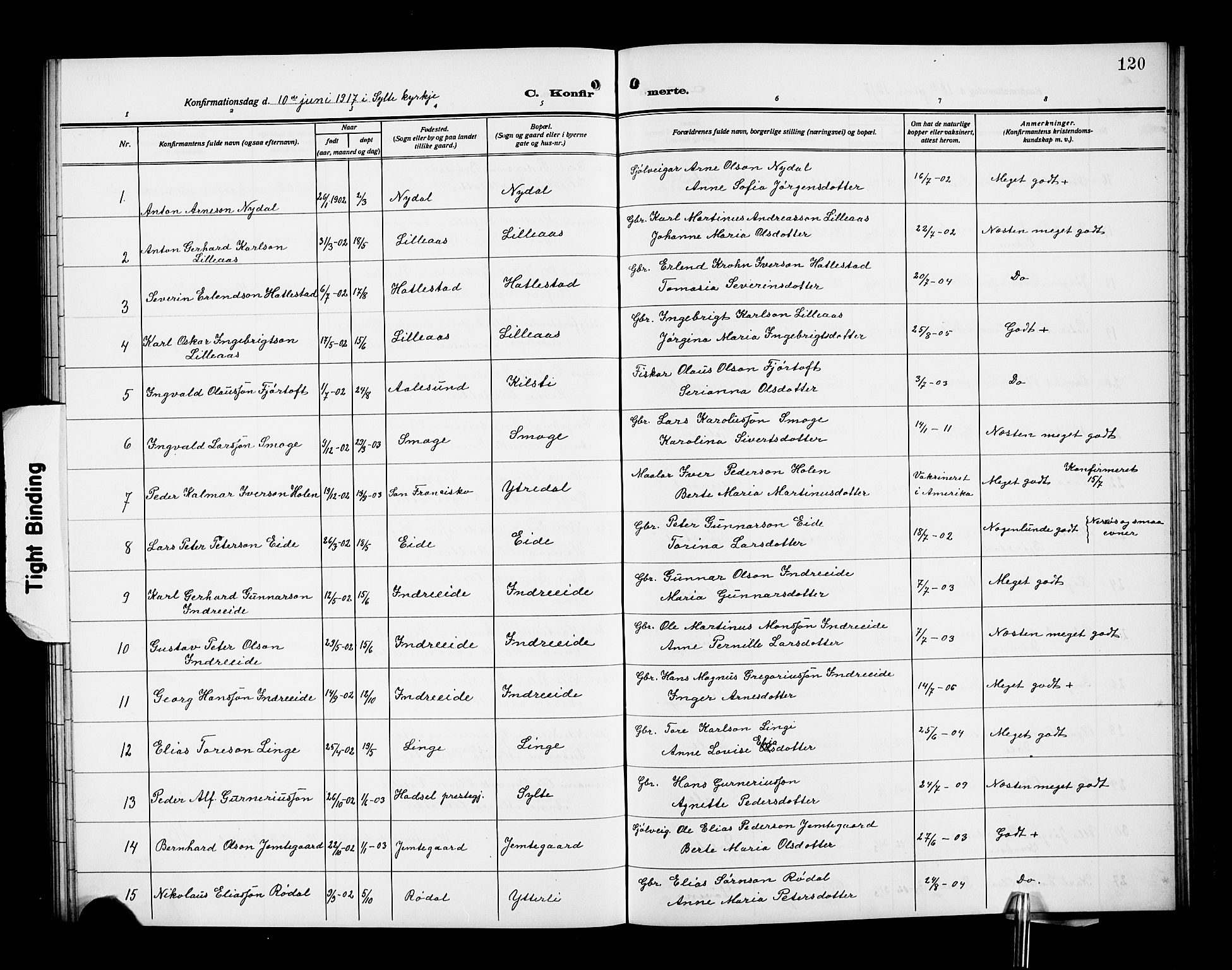 Ministerialprotokoller, klokkerbøker og fødselsregistre - Møre og Romsdal, SAT/A-1454/519/L0265: Parish register (copy) no. 519C06, 1911-1921, p. 120