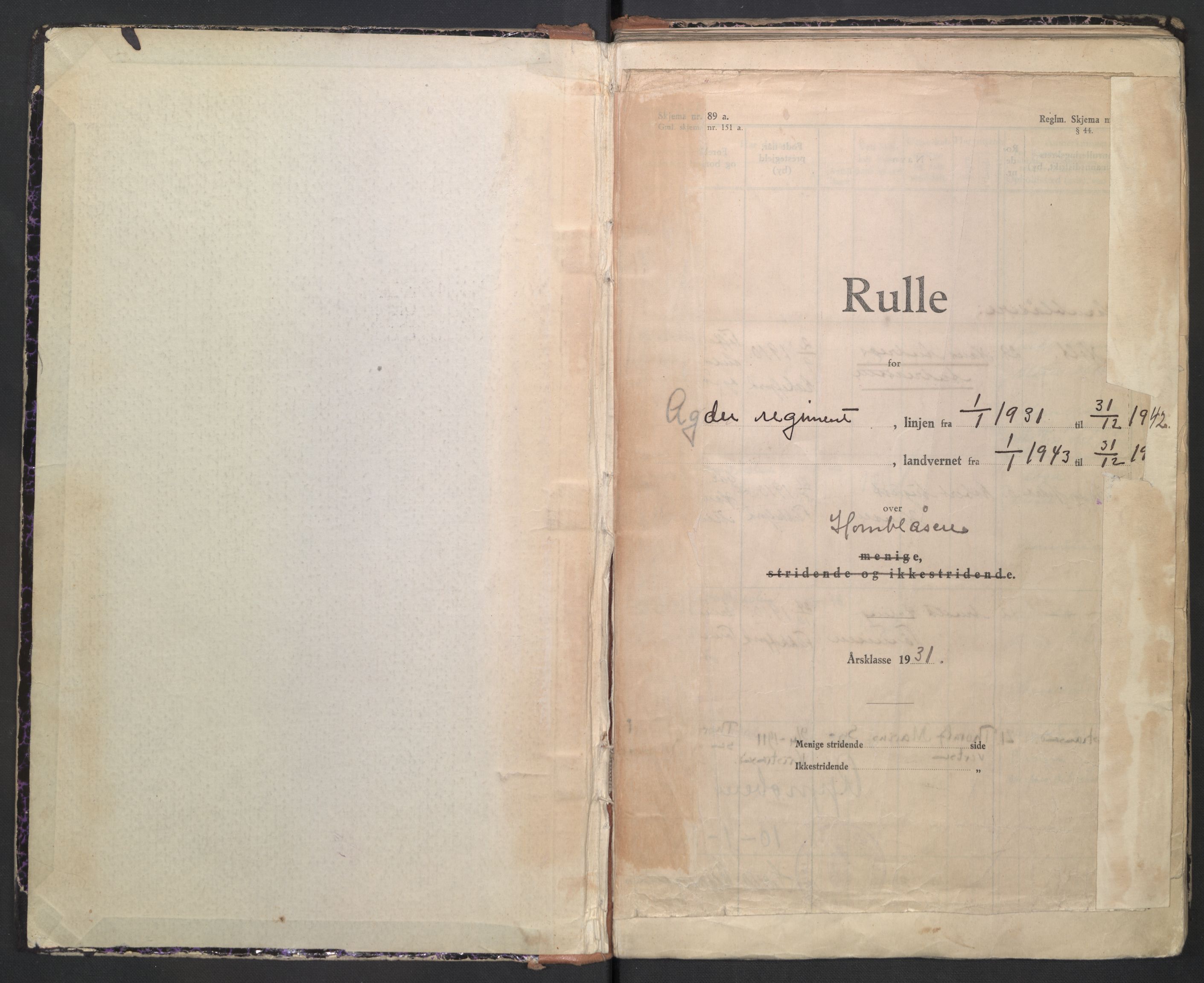 Forsvaret, Agder forsvarsdistrikt/Agder infanteriregiment nr. 7, AV/RA-RAFA-2977/P/Pa/L0301: Fast rulle, menig, 1931