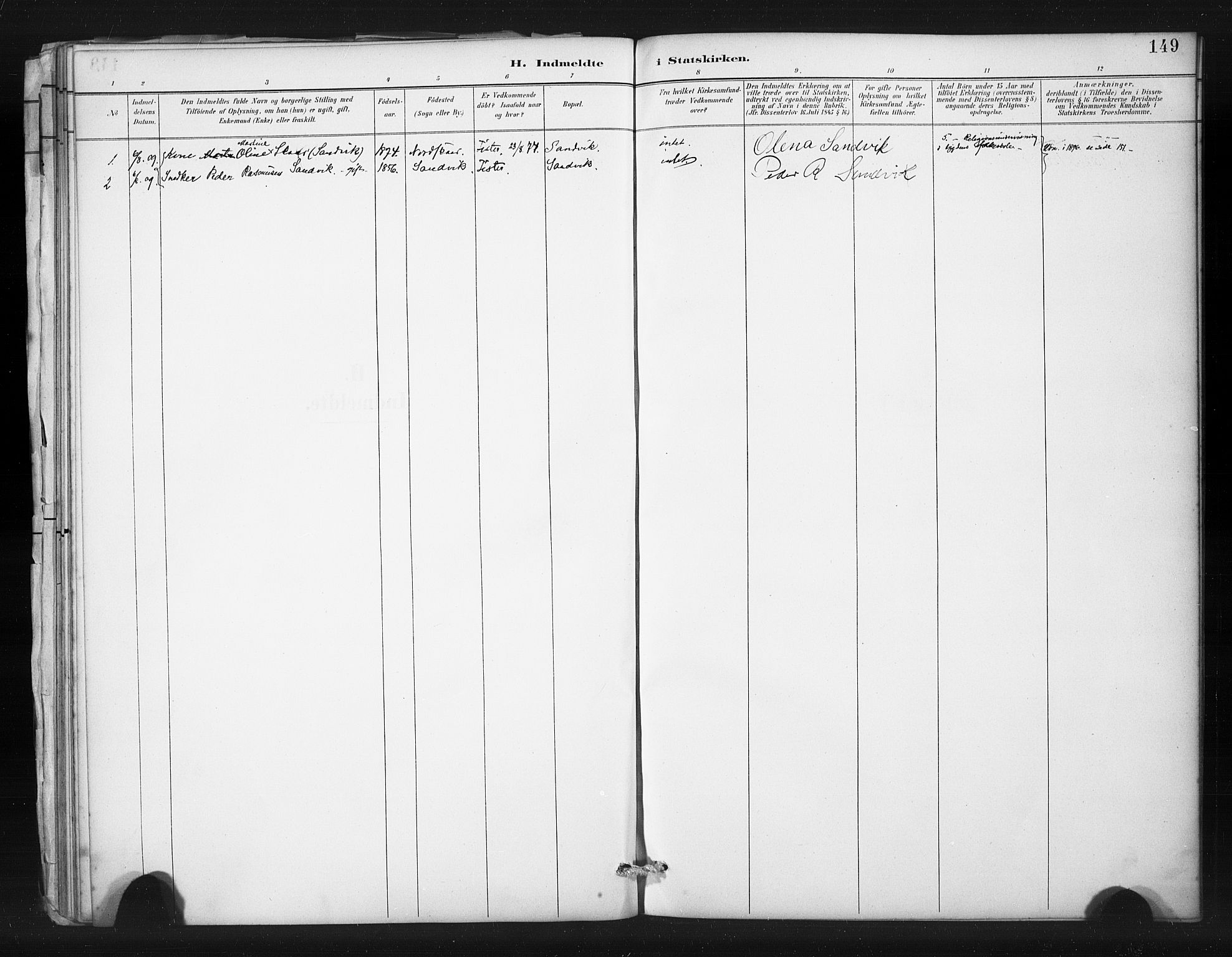 Hjelmeland sokneprestkontor, SAST/A-101843/01/IV/L0015: Parish register (official) no. A 15, 1887-1910, p. 149