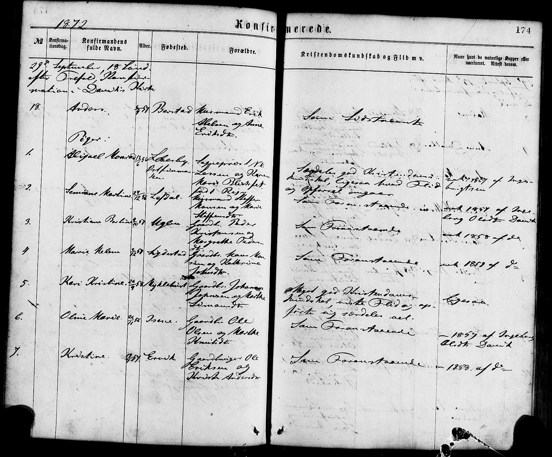 Davik sokneprestembete, AV/SAB-A-79701/H/Haa/Haaa/L0006: Parish register (official) no. A 6, 1867-1881, p. 174