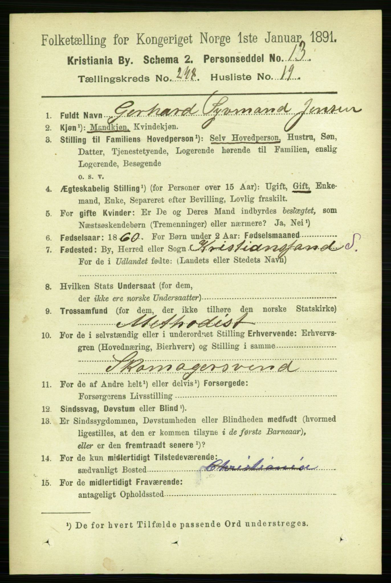 RA, 1891 census for 0301 Kristiania, 1891, p. 151985