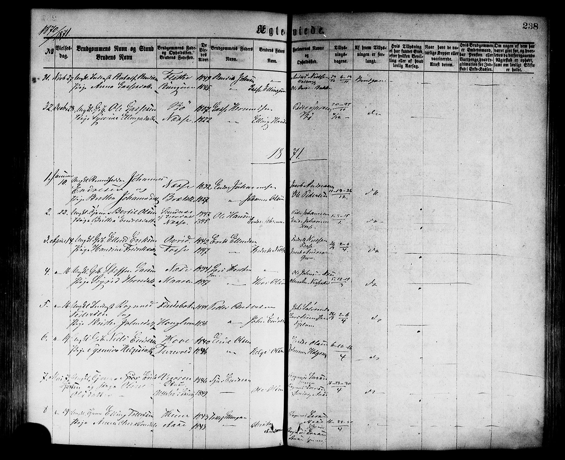 Vik sokneprestembete, SAB/A-81501: Parish register (official) no. A 9, 1866-1877, p. 238