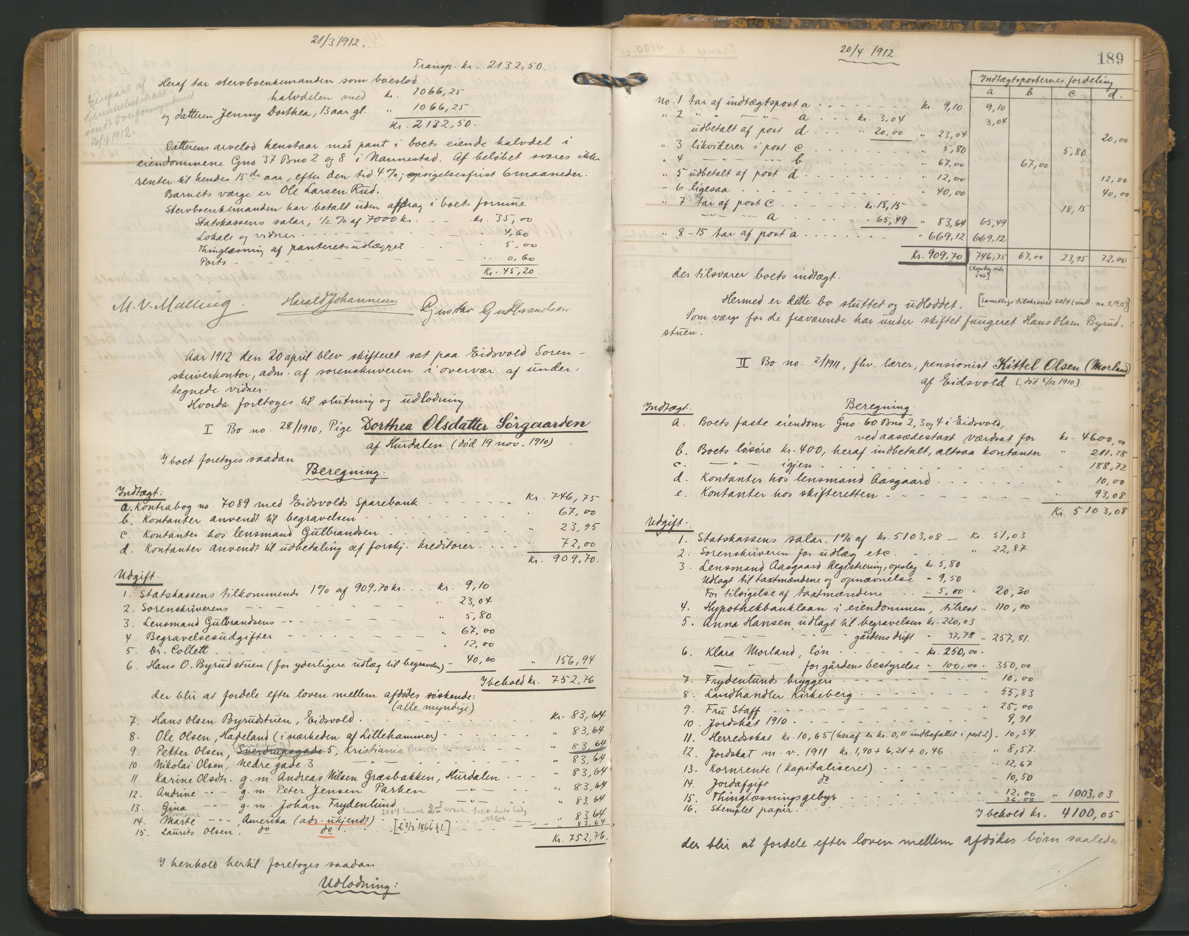 Eidsvoll tingrett, AV/SAO-A-10371/H/Hc/L0002: Skifteutlodningsprotokoll, 1900-1912, p. 189