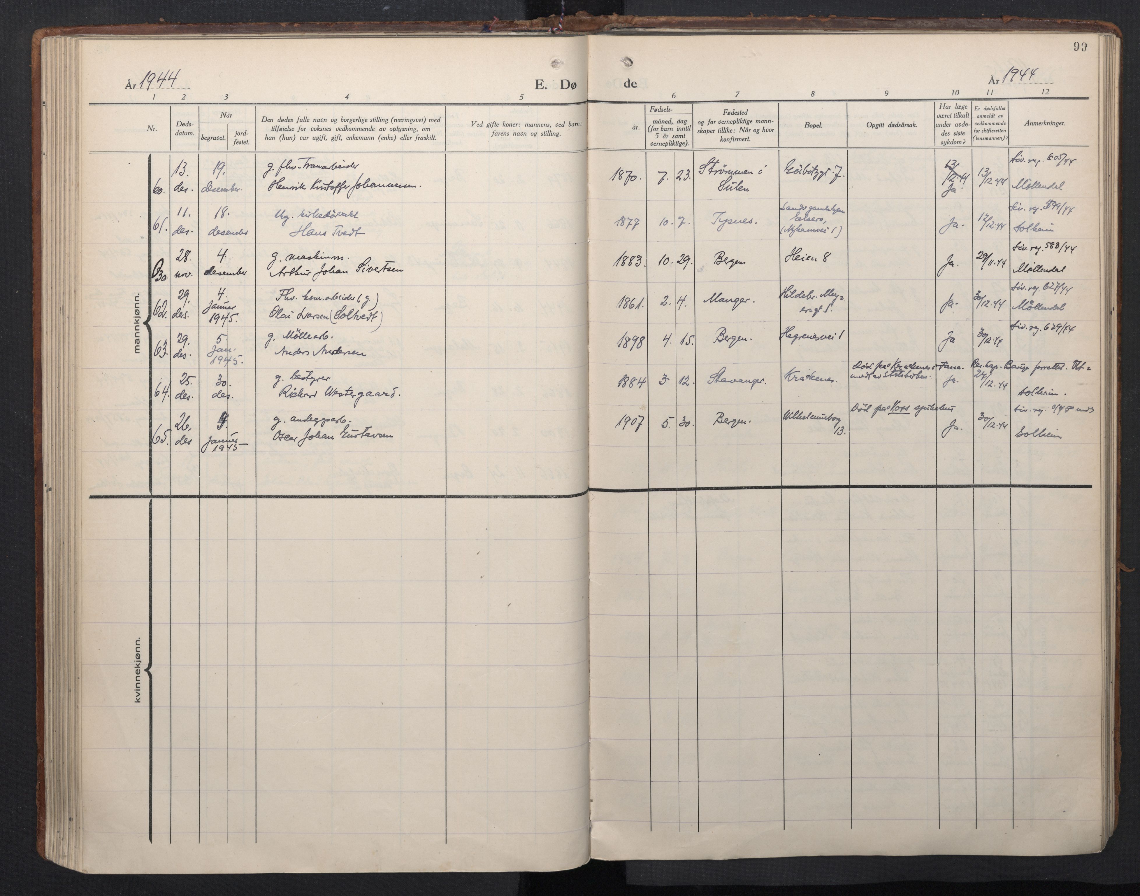 Sandviken Sokneprestembete, AV/SAB-A-77601/H/Ha/L0020: Parish register (official) no. E 3, 1933-1962, p. 99