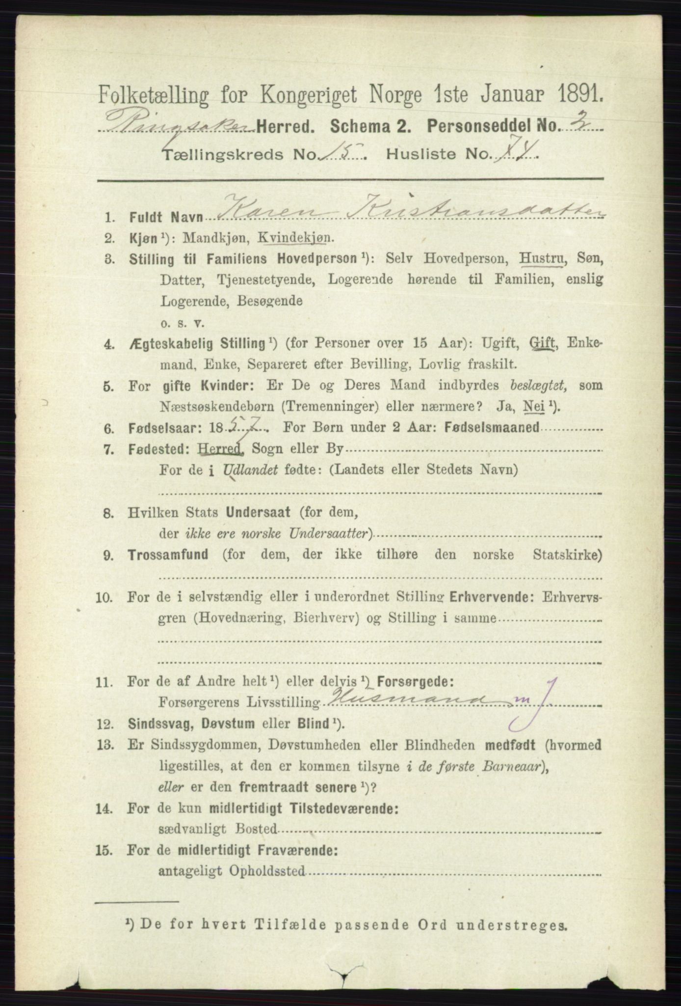RA, 1891 census for 0412 Ringsaker, 1891, p. 8932