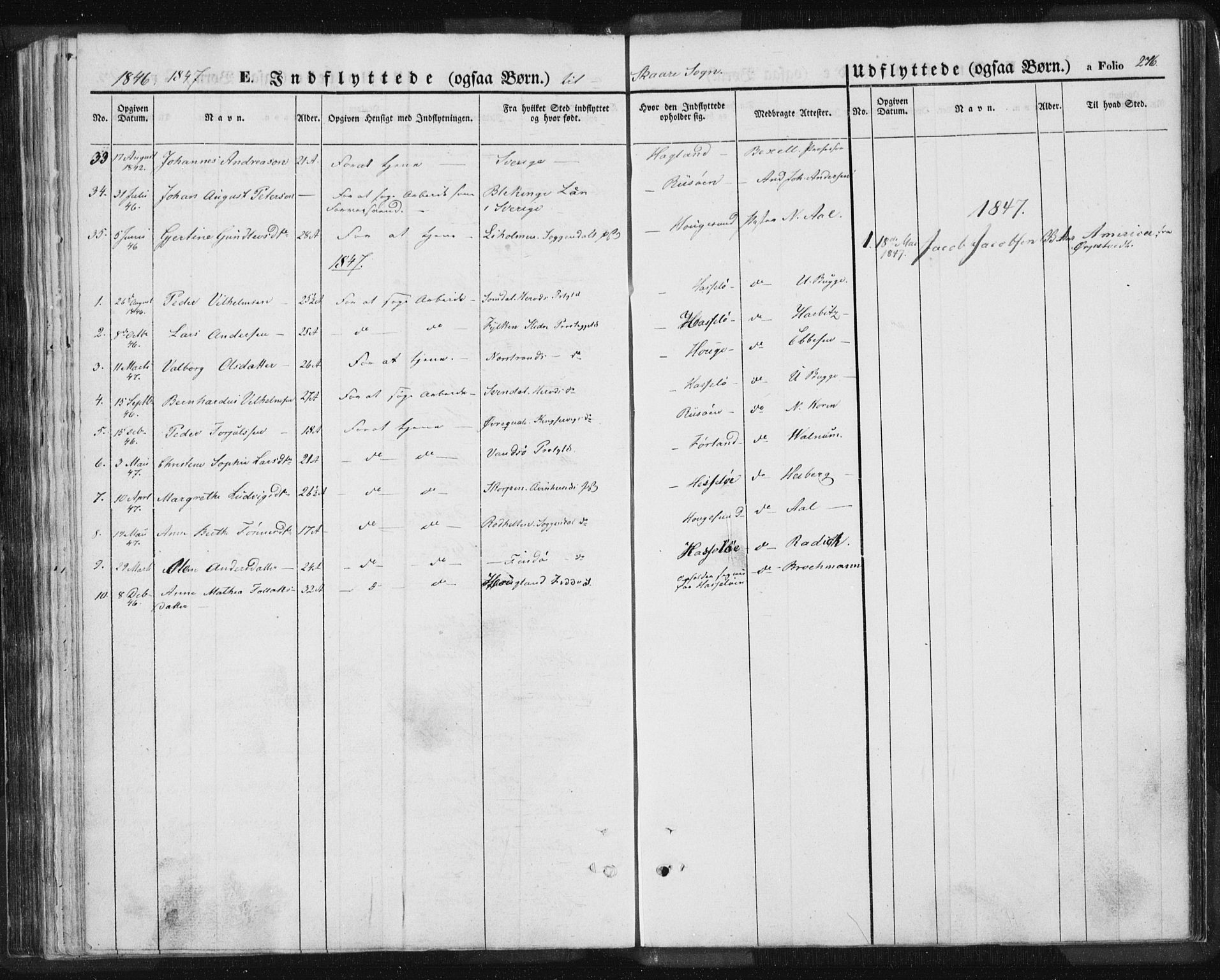 Torvastad sokneprestkontor, SAST/A -101857/H/Ha/Haa/L0006: Parish register (official) no. A 6, 1836-1847, p. 276