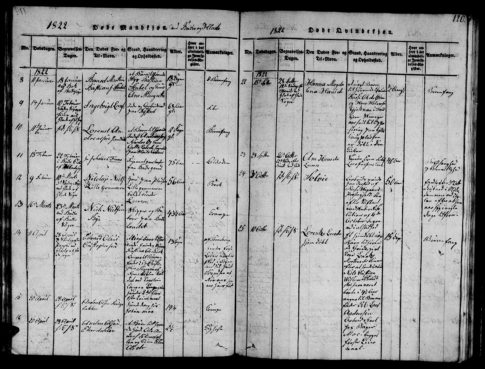 Ministerialprotokoller, klokkerbøker og fødselsregistre - Sør-Trøndelag, AV/SAT-A-1456/606/L0307: Parish register (copy) no. 606C03, 1817-1824, p. 120