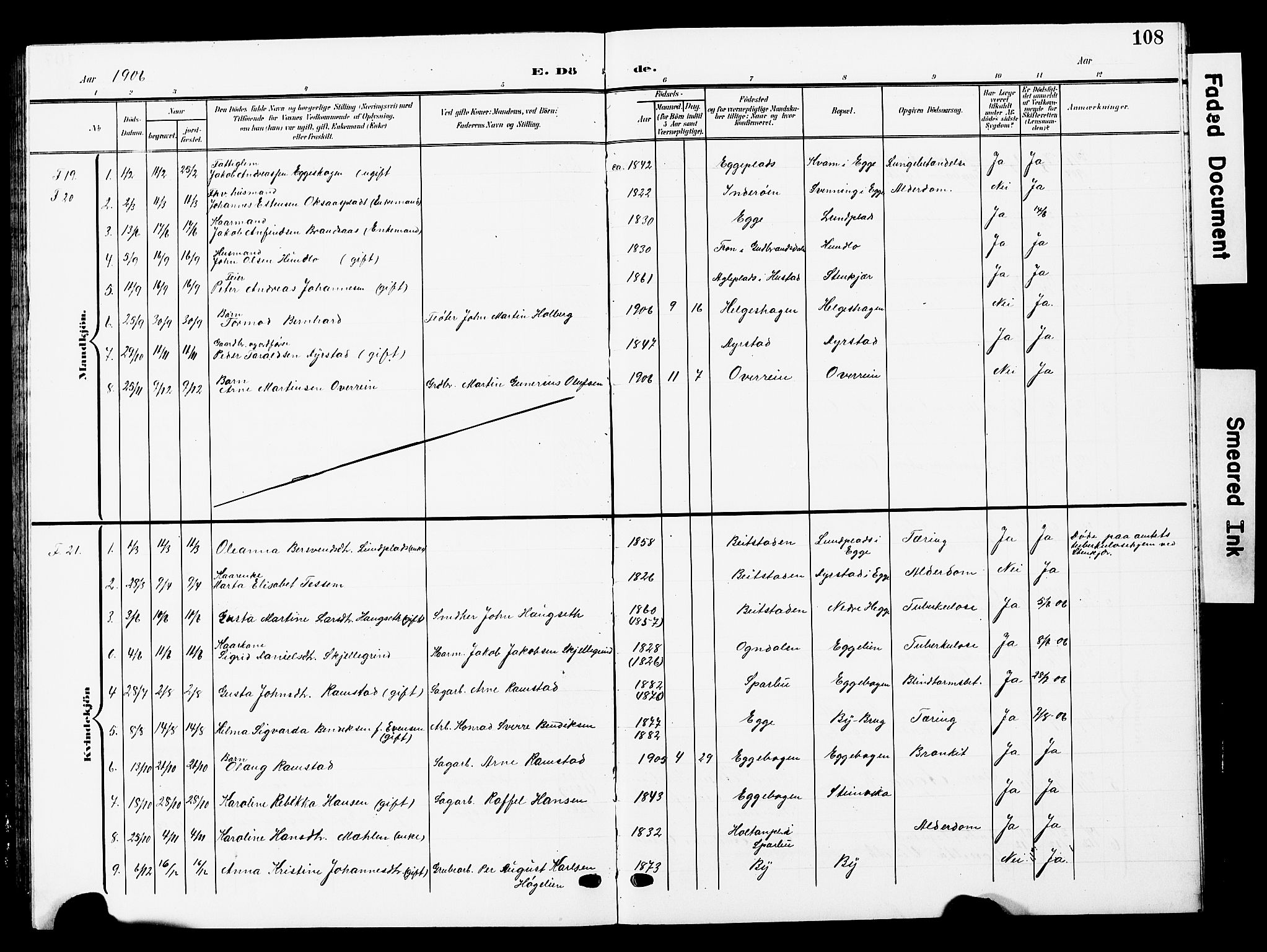 Ministerialprotokoller, klokkerbøker og fødselsregistre - Nord-Trøndelag, SAT/A-1458/740/L0381: Parish register (copy) no. 740C02, 1903-1914, p. 108