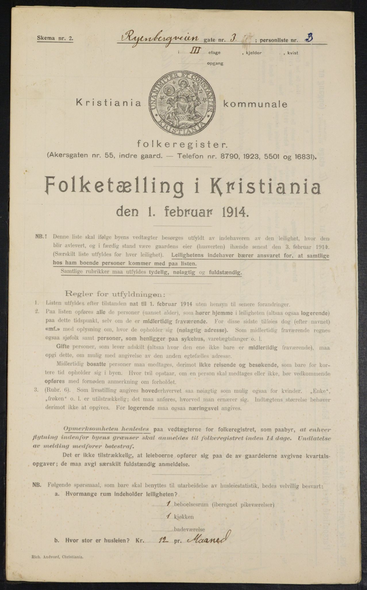 OBA, Municipal Census 1914 for Kristiania, 1914, p. 85488