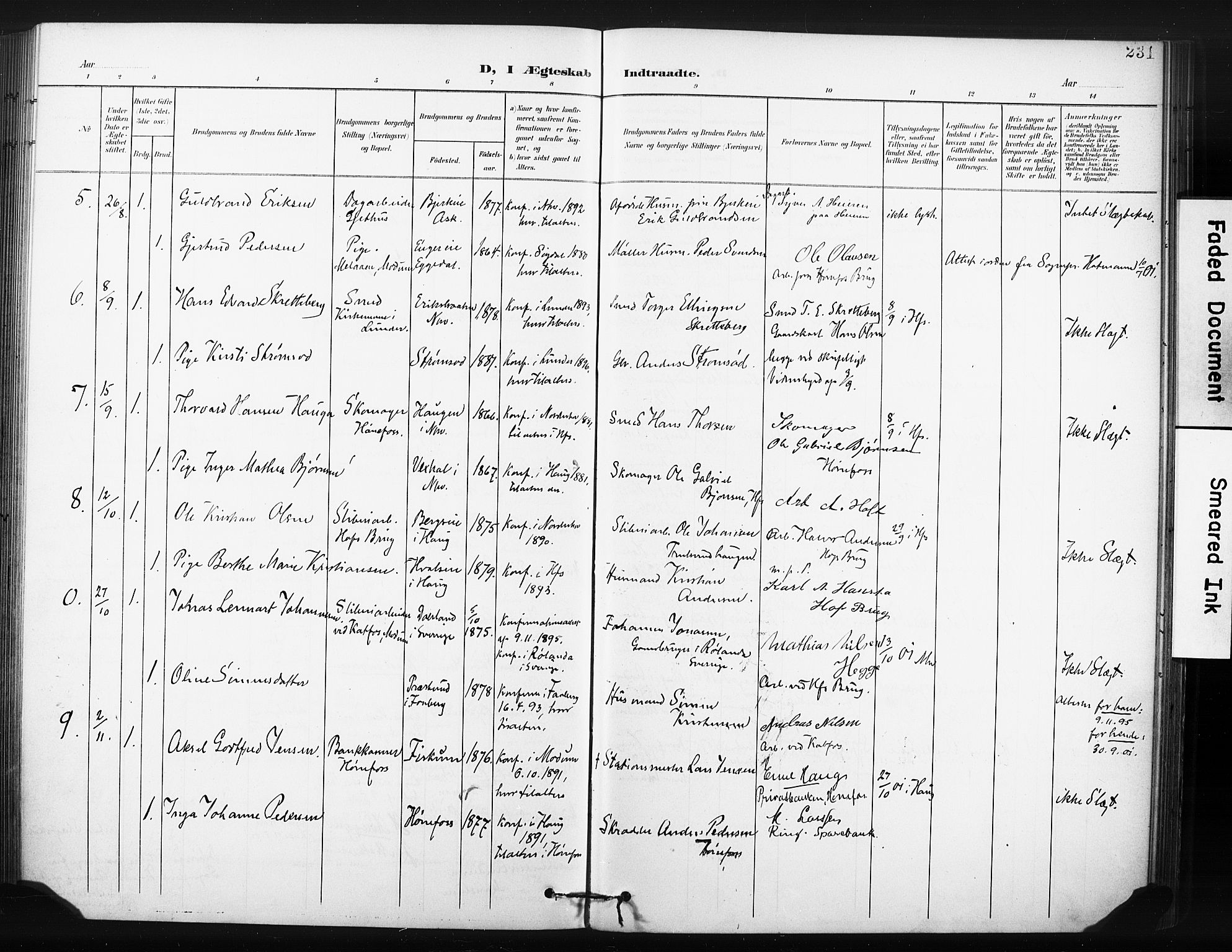 Hønefoss kirkebøker, AV/SAKO-A-609/F/Fa/L0003: Parish register (official) no. 3, 1900-1913, p. 231