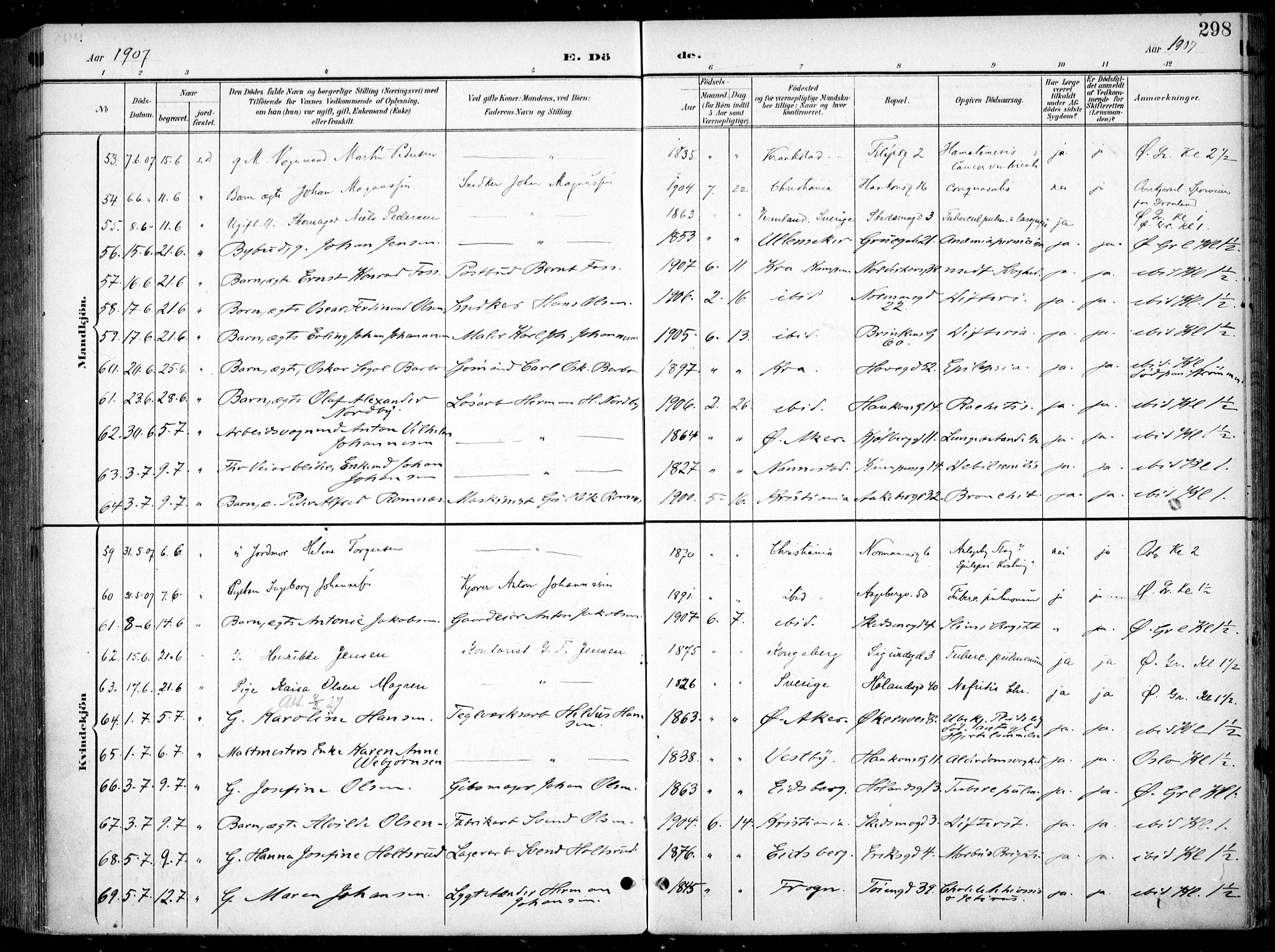 Kampen prestekontor Kirkebøker, AV/SAO-A-10853/F/Fa/L0009: Parish register (official) no. I 9, 1899-1911, p. 298