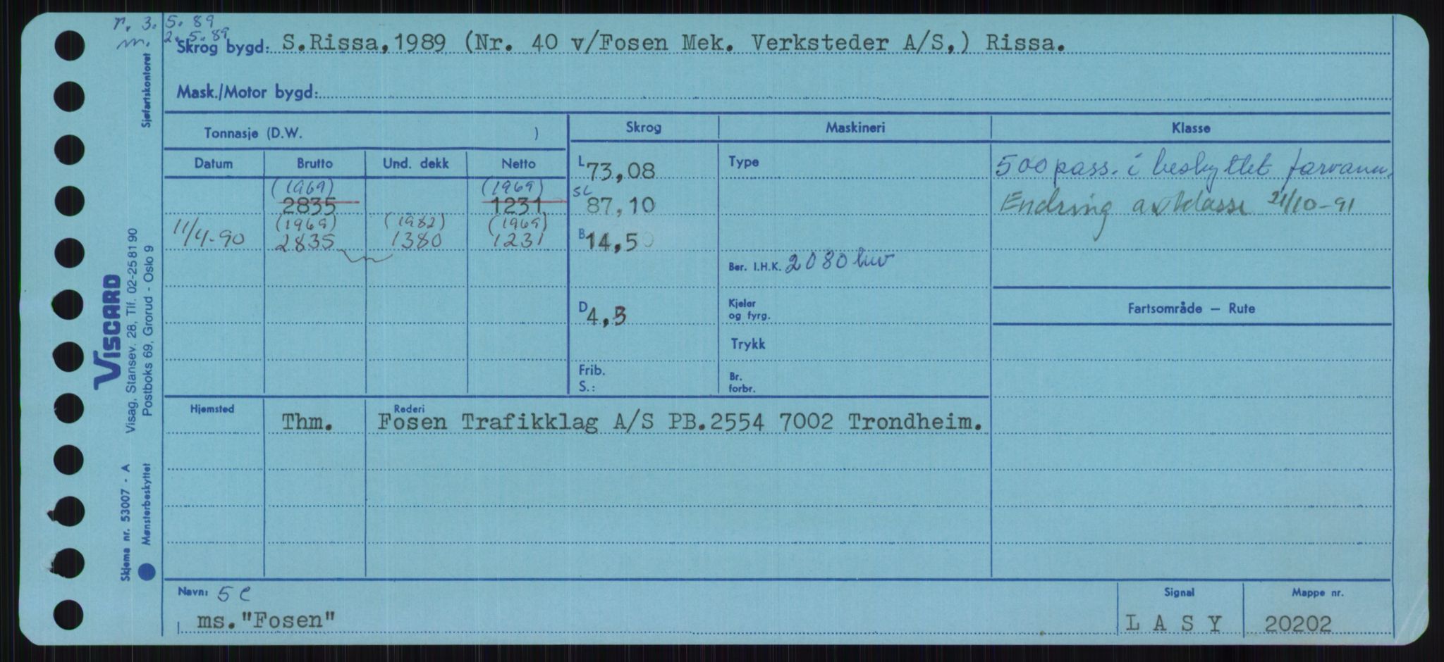 Sjøfartsdirektoratet med forløpere, Skipsmålingen, RA/S-1627/H/Ha/L0002/0001: Fartøy, Eik-Hill / Fartøy, Eik-F, p. 689