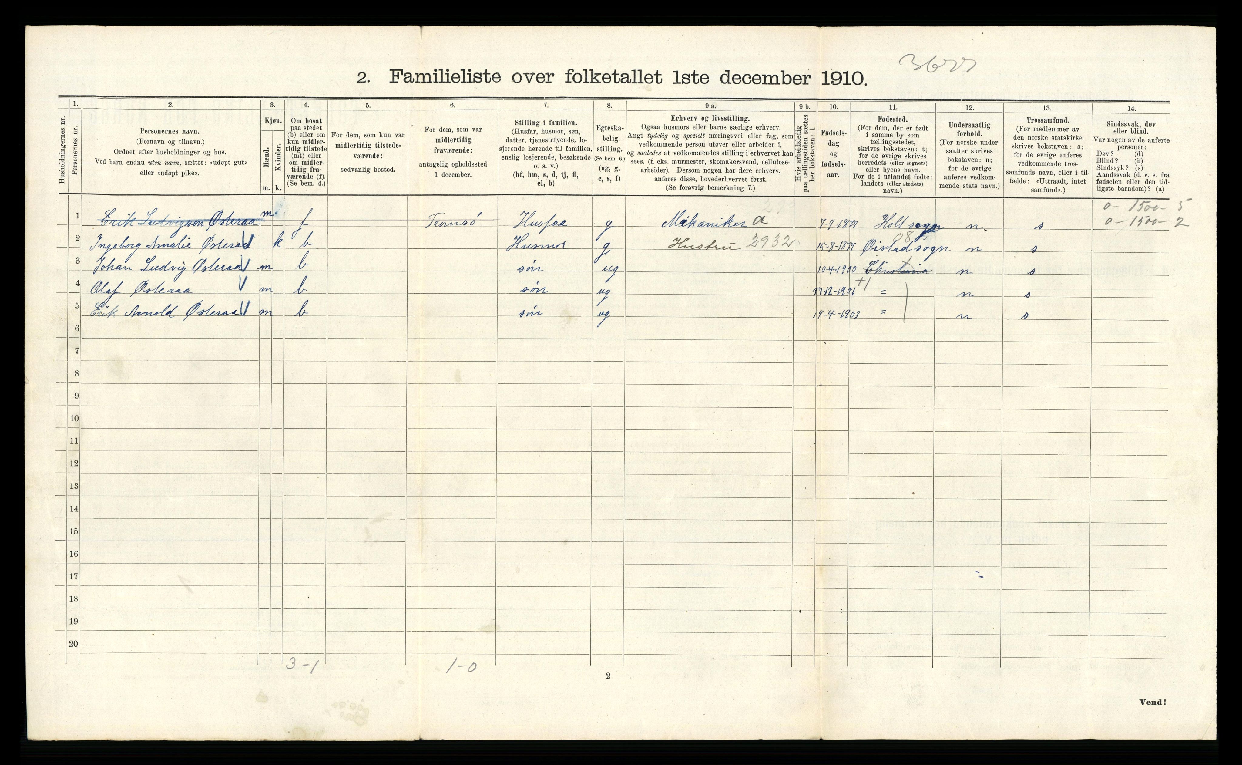 RA, 1910 census for Kristiania, 1910, p. 91952