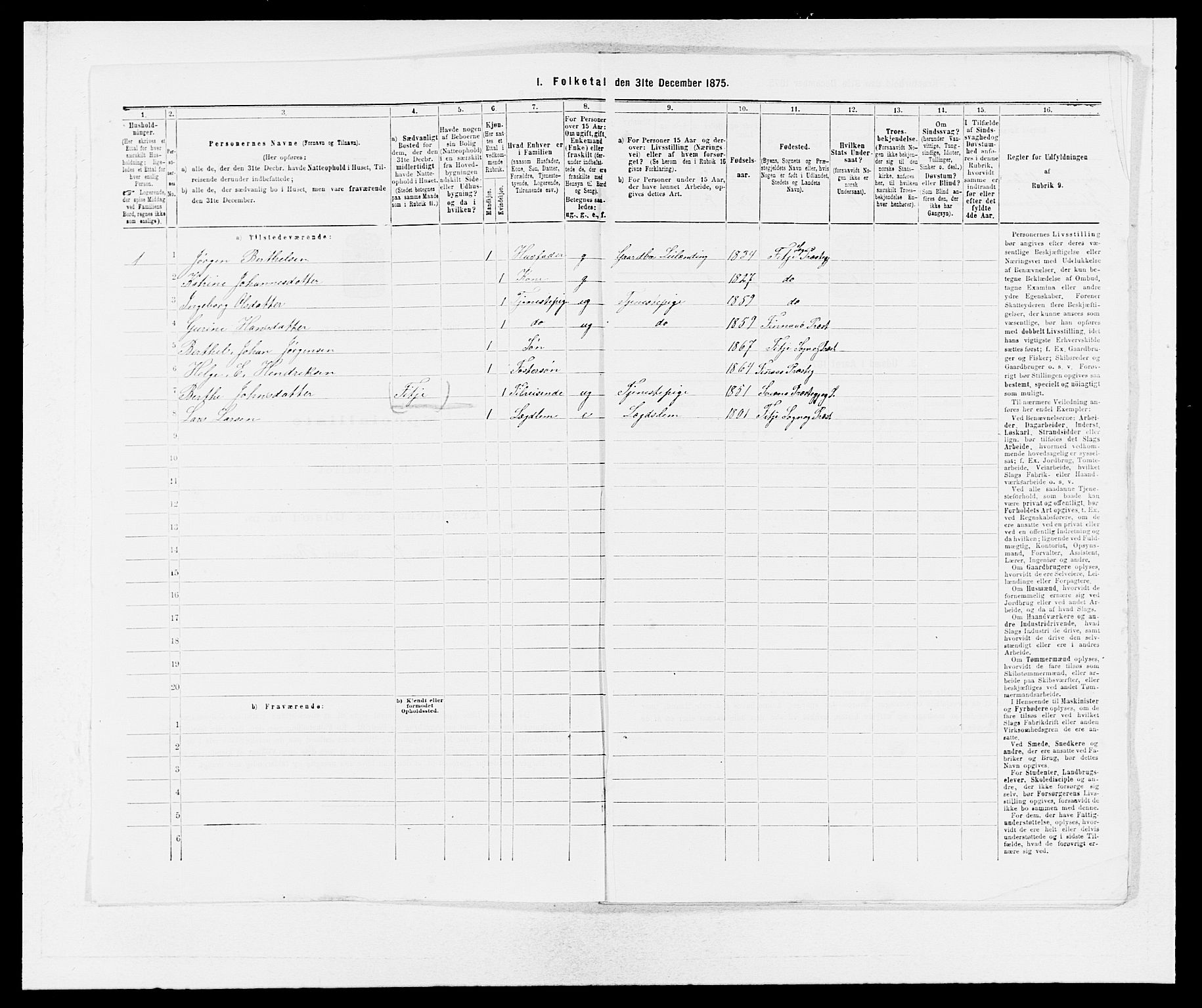 SAB, 1875 census for 1222P Fitjar, 1875, p. 326