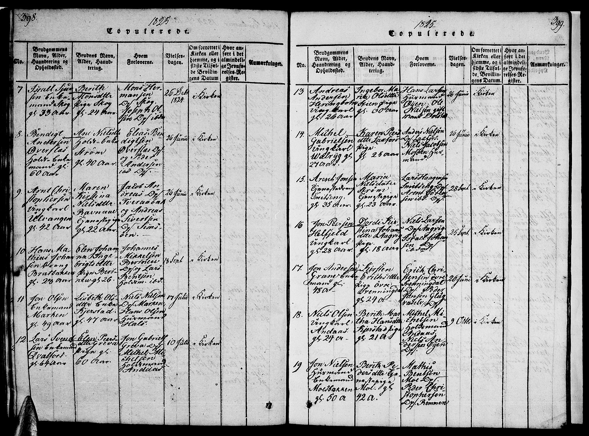 Ministerialprotokoller, klokkerbøker og fødselsregistre - Nordland, AV/SAT-A-1459/820/L0299: Parish register (copy) no. 820C01, 1820-1825, p. 398-399