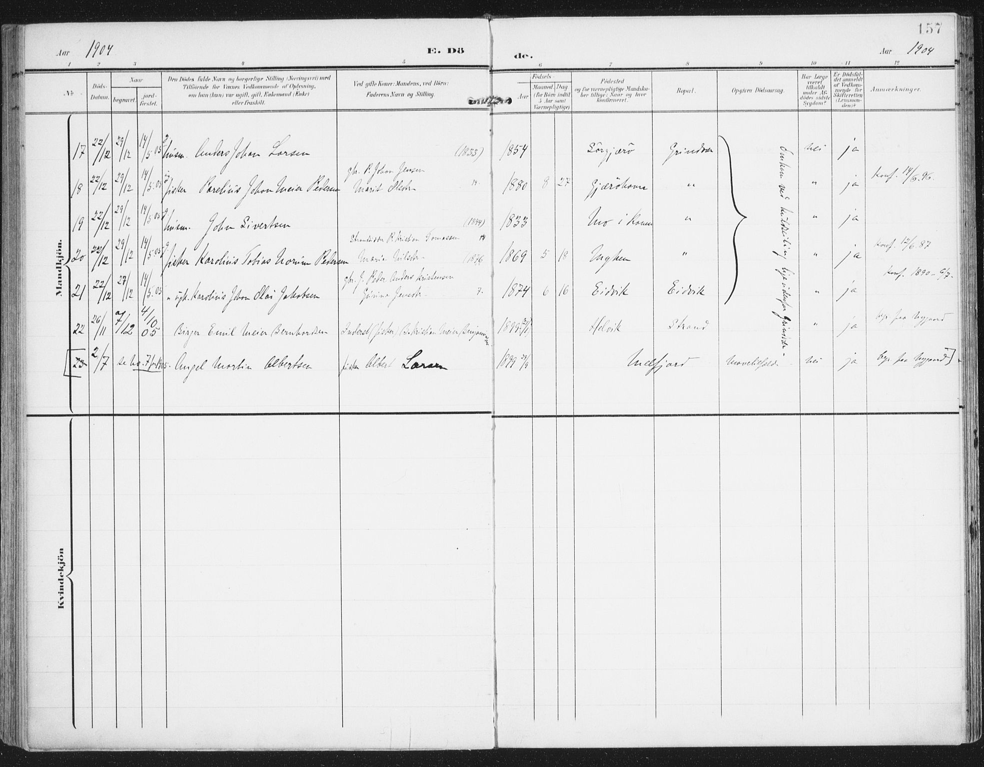 Ministerialprotokoller, klokkerbøker og fødselsregistre - Nordland, AV/SAT-A-1459/841/L0612: Parish register (official) no. 841A15, 1902-1910, p. 157