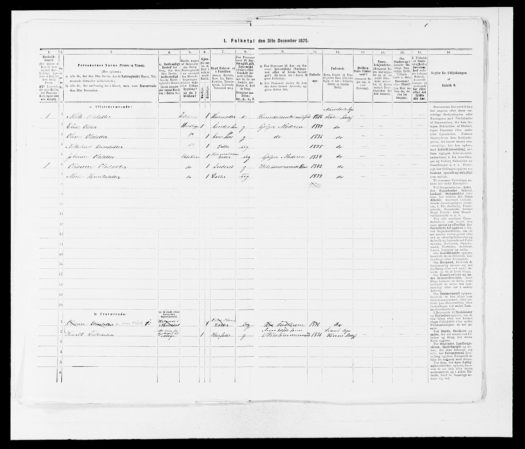 SAB, 1875 census for 1432P Førde, 1875, p. 1342