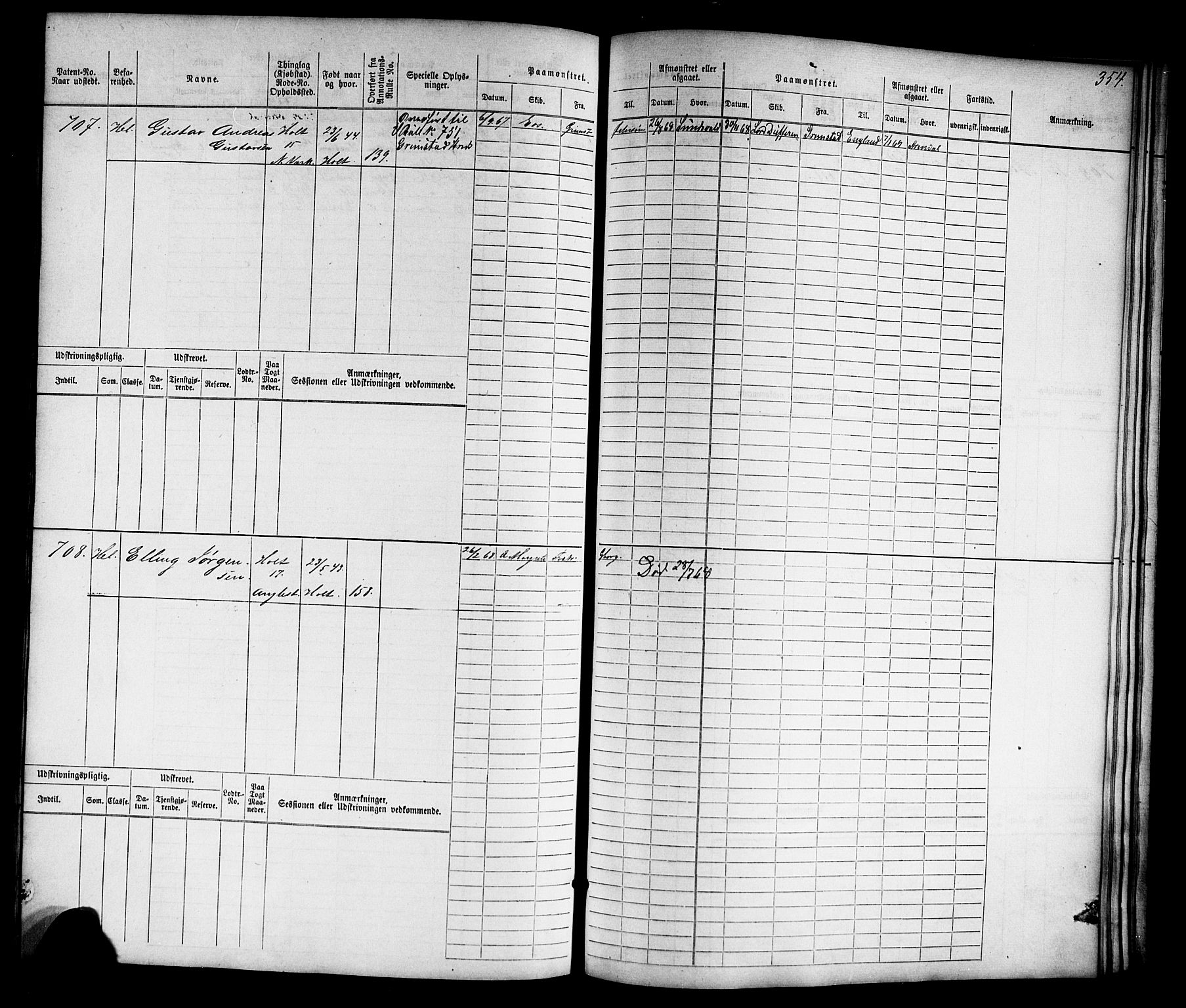 Tvedestrand mønstringskrets, SAK/2031-0011/F/Fb/L0015: Hovedrulle nr 1-766, U-31, 1869-1900, p. 363