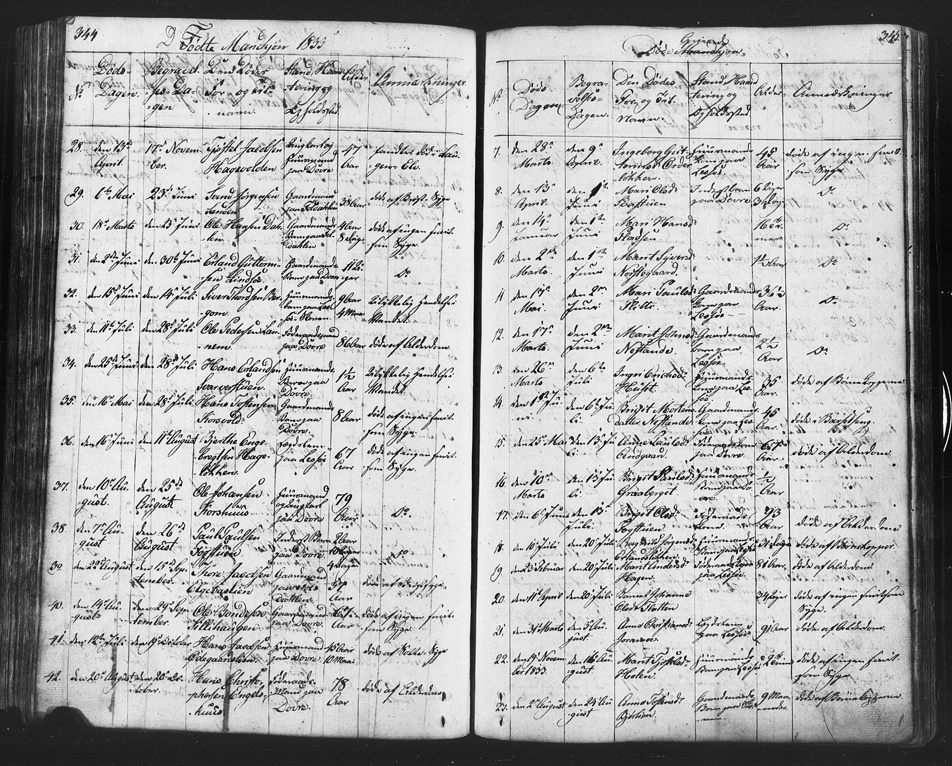 Lesja prestekontor, SAH/PREST-068/H/Ha/Hab/L0002: Parish register (copy) no. 2, 1832-1850, p. 344-345